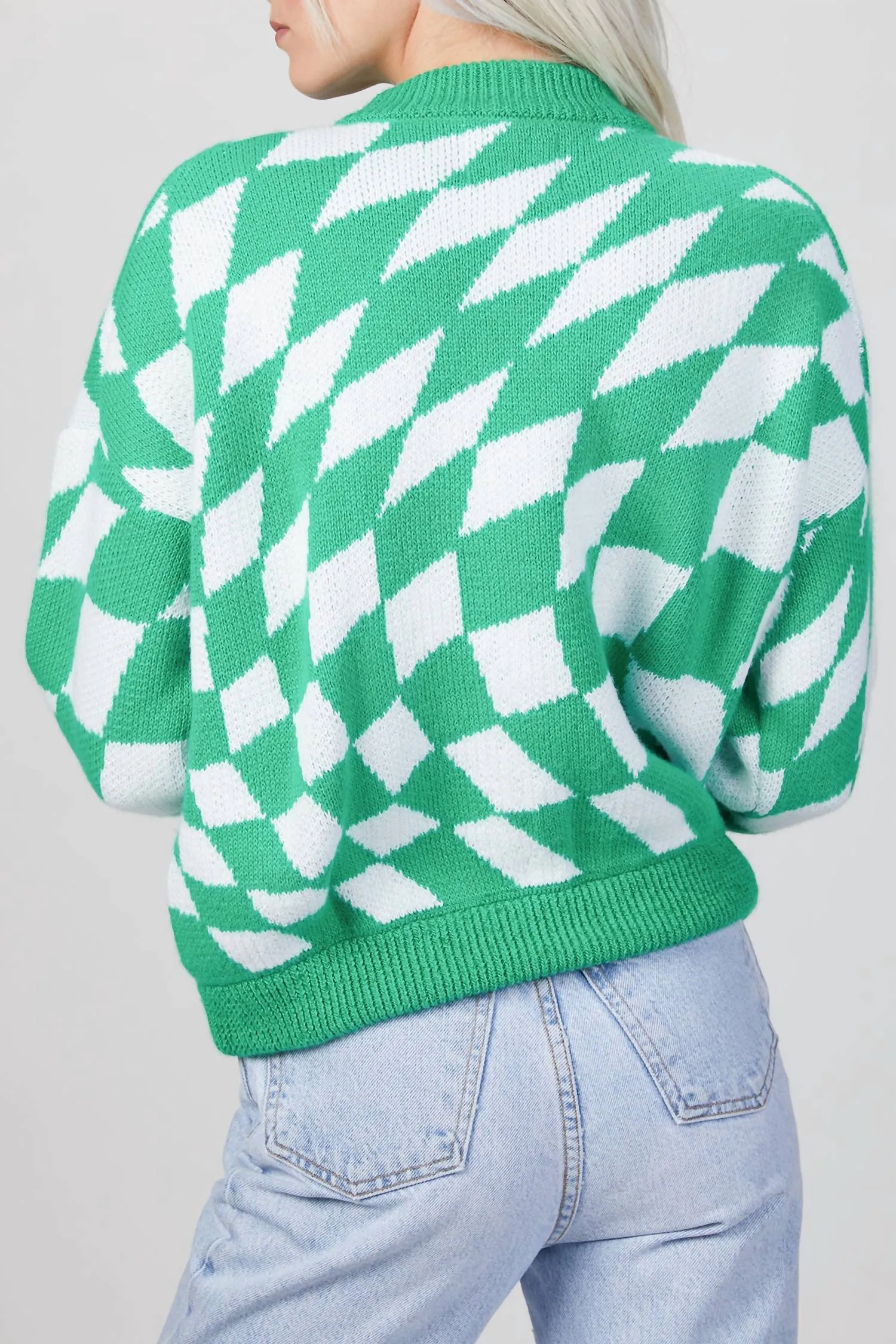 Emma Sweater In Green/white