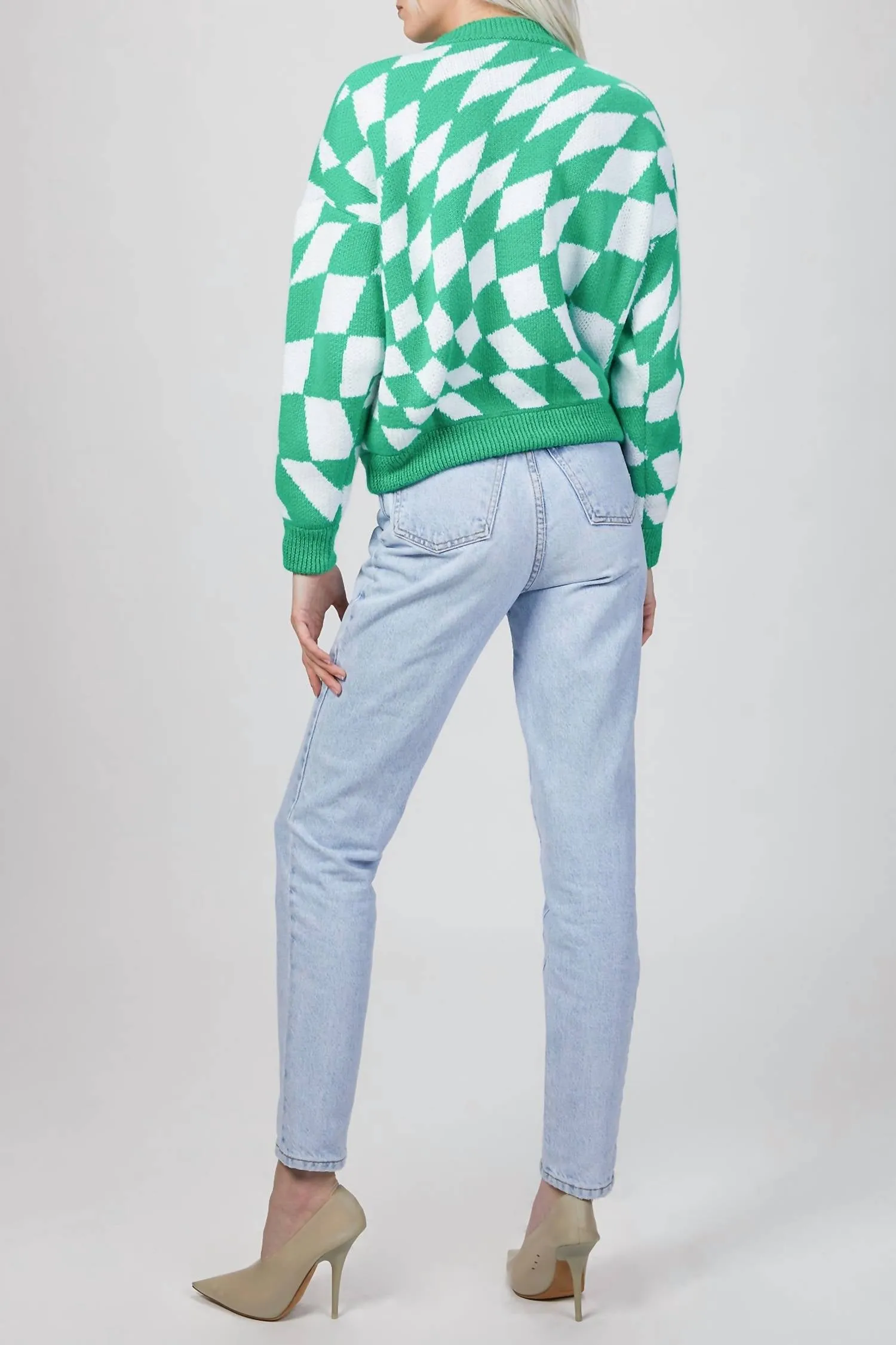Emma Sweater In Green/white