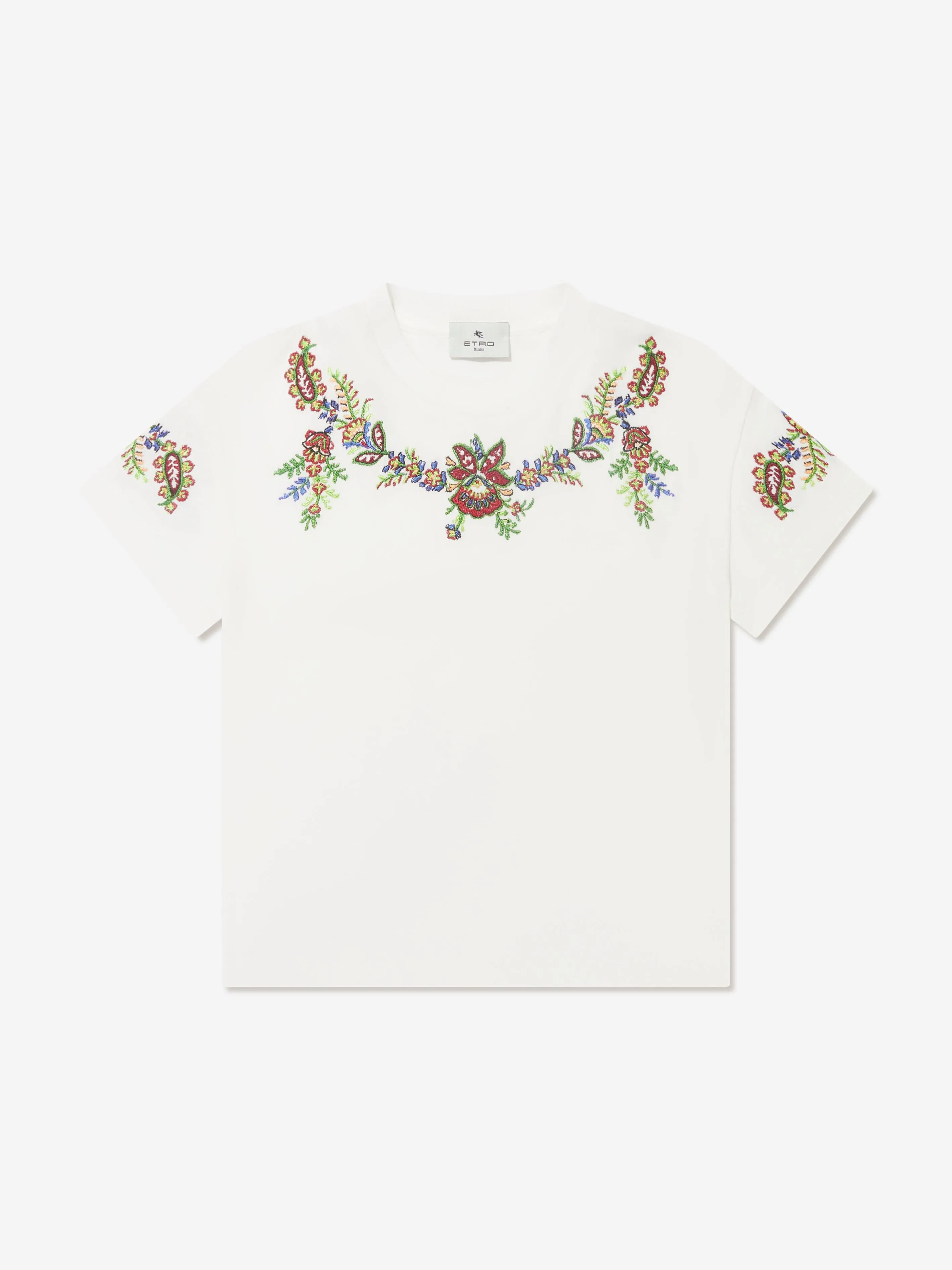 Etro Girls Floral Print T-Shirt in Ivory