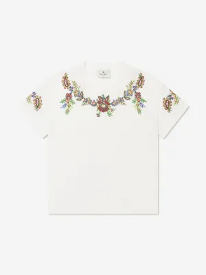 Etro Girls Floral Print T-Shirt in Ivory