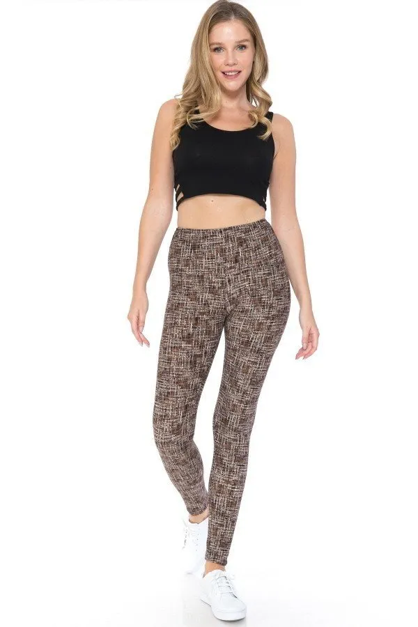 FASHNZFAB Yoga Style Banded Lined Multi Printed Knit Legging With High Waist