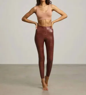 Faux Leather Animal Legging In Croc
