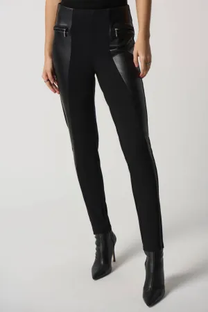 Faux-Leather Panel Leggings In Black