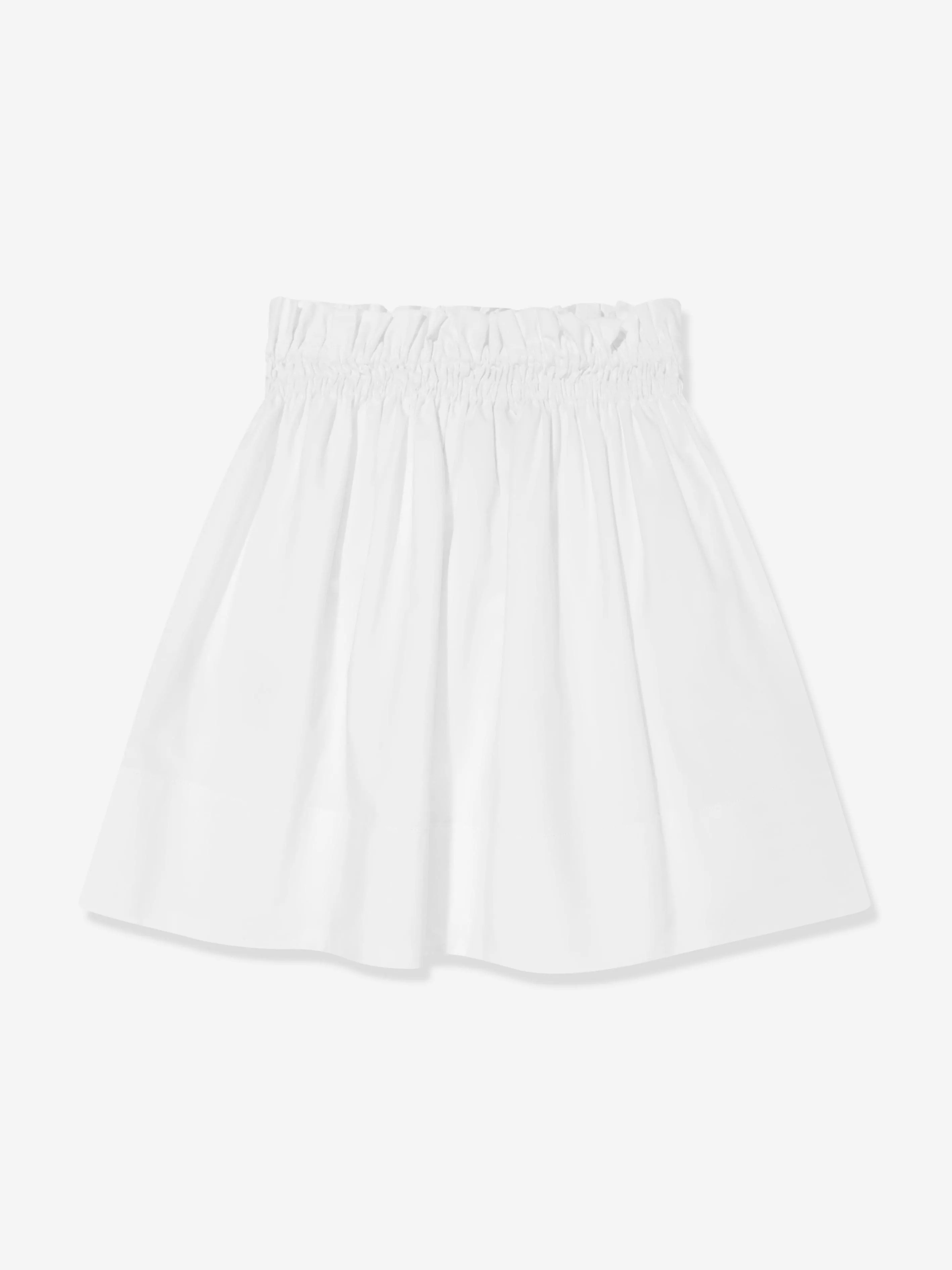 Fendi Girls Cotton Logo Skirt in White