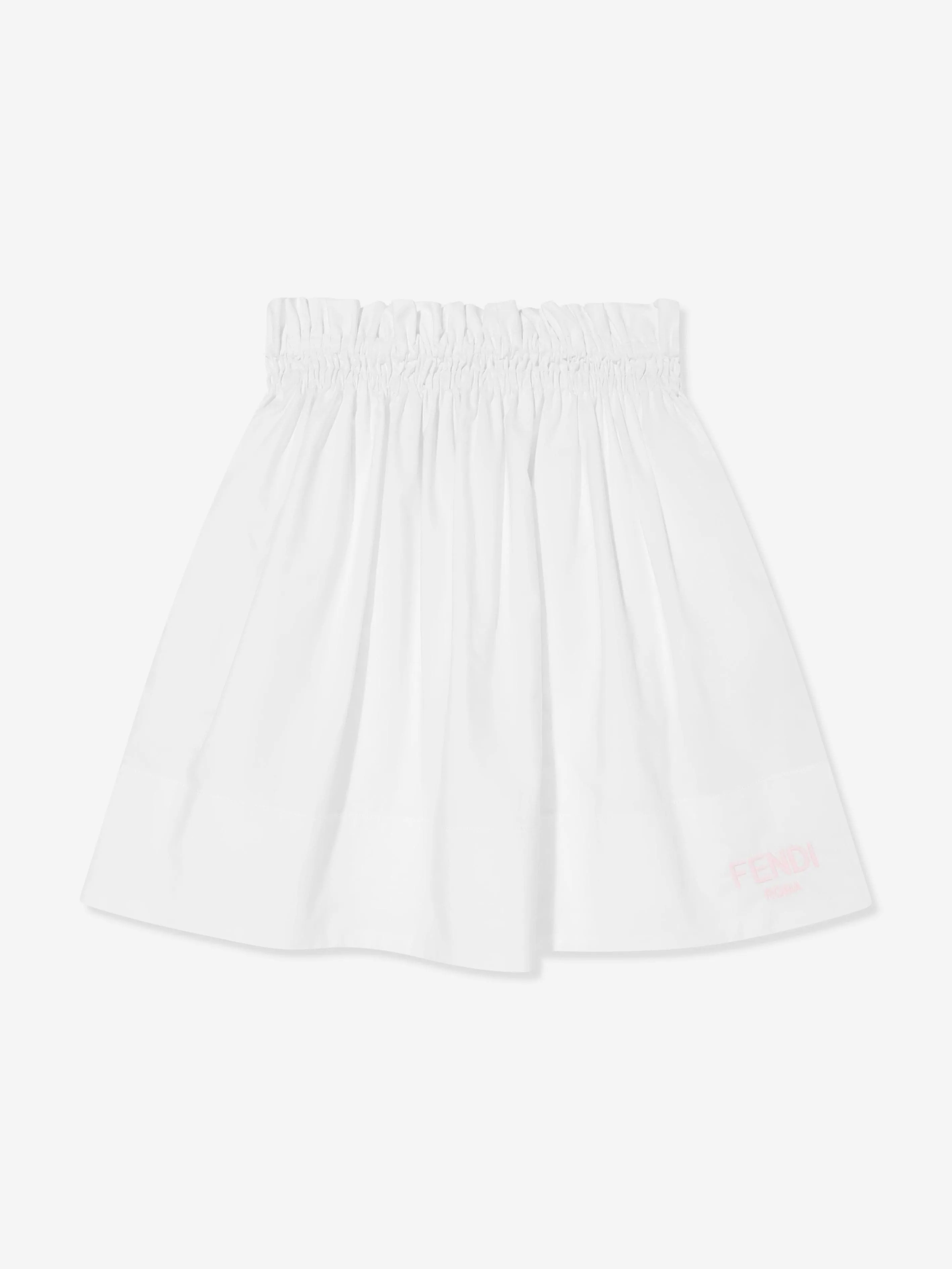 Fendi Girls Cotton Logo Skirt in White