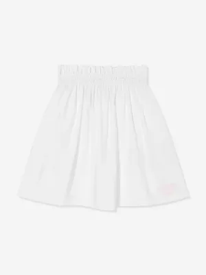Fendi Girls Cotton Logo Skirt in White