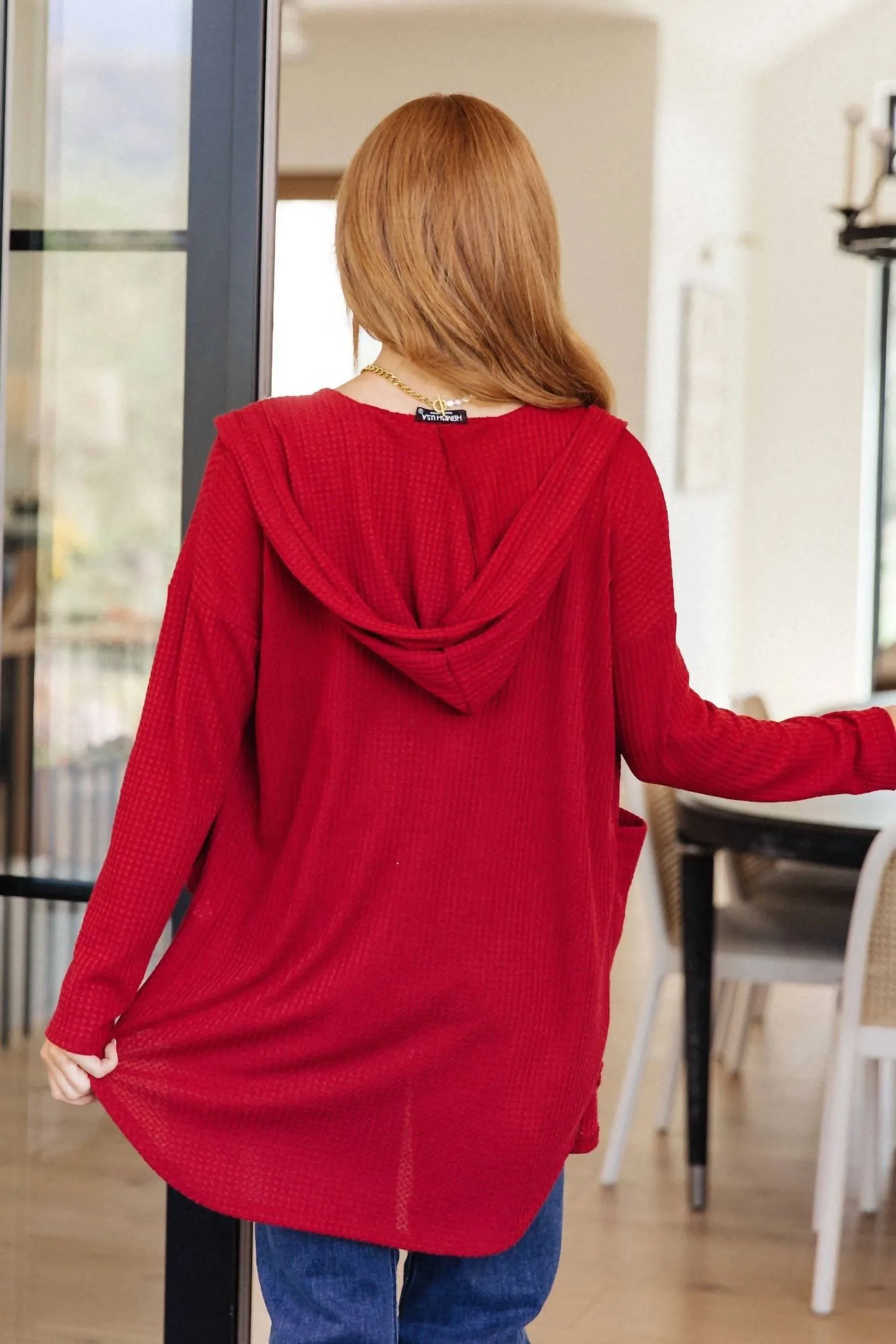 First Things First Hooded Cardigan In Red