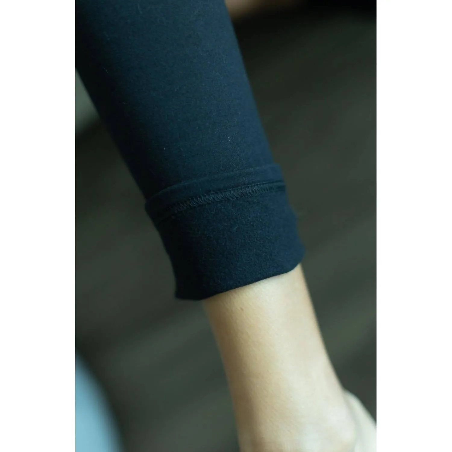 Fleece Full Length Leggings With Pockets In Black