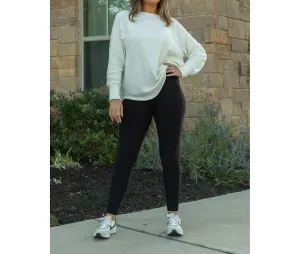 Fleece Full Length Leggings With Pockets In Black