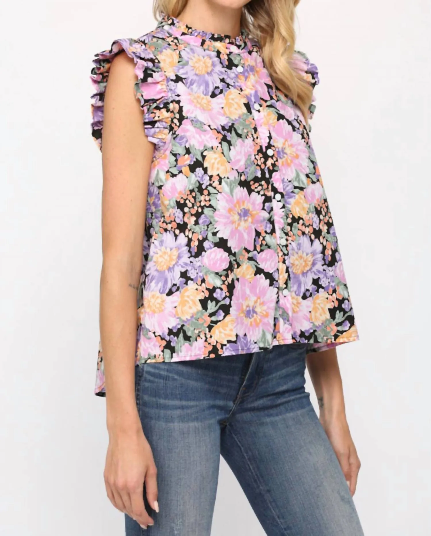 Floral Sleeveless Top In Multi
