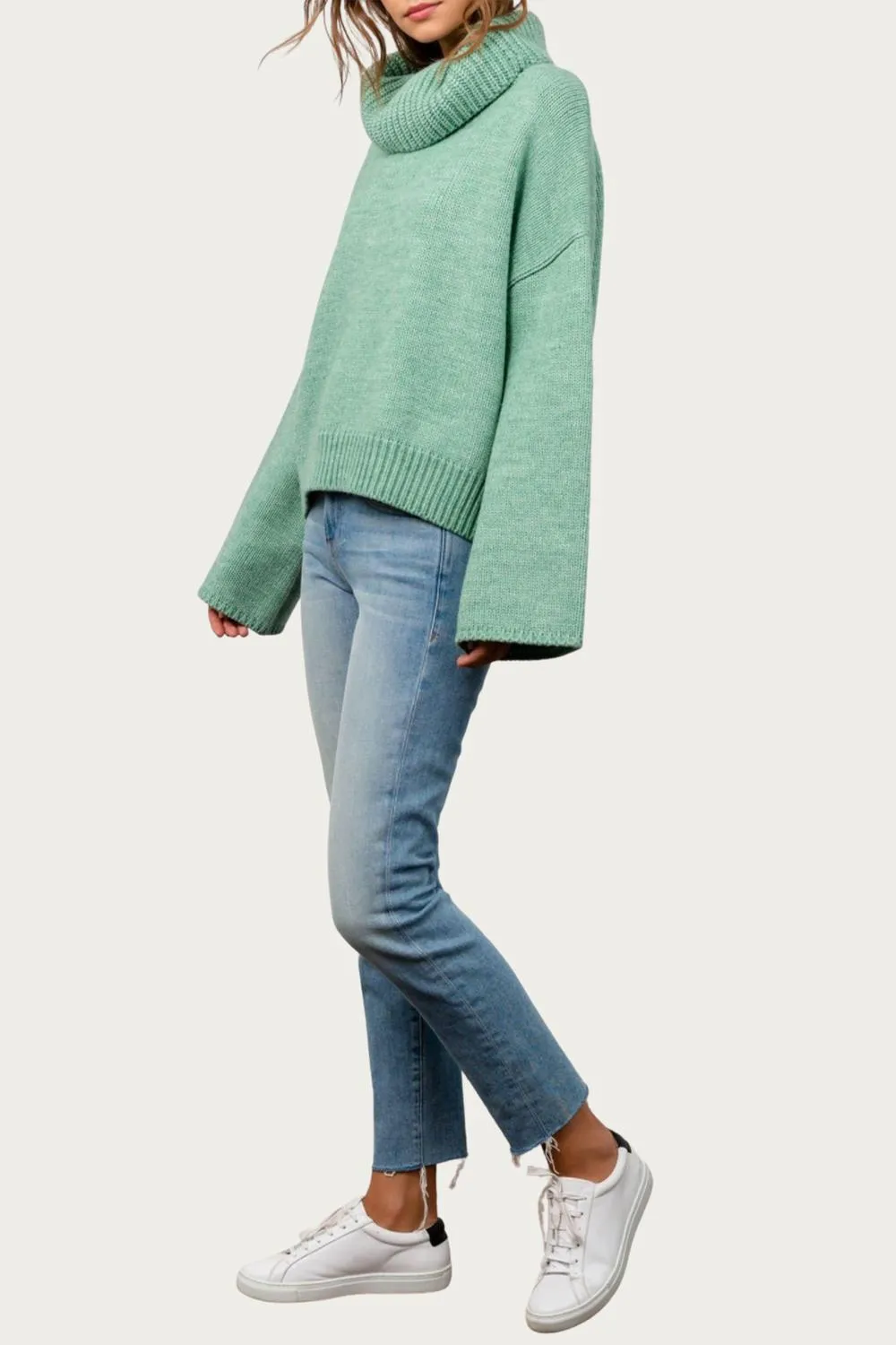 Fresh Sage Oversized Sweater In Green