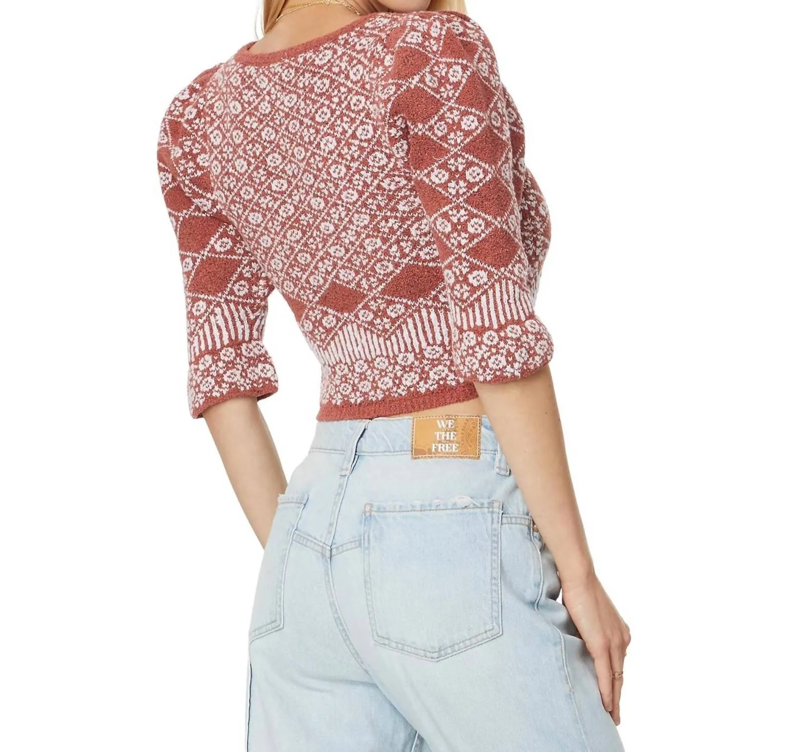 Geometric Floral Cardigan In Orchard Cinnamon