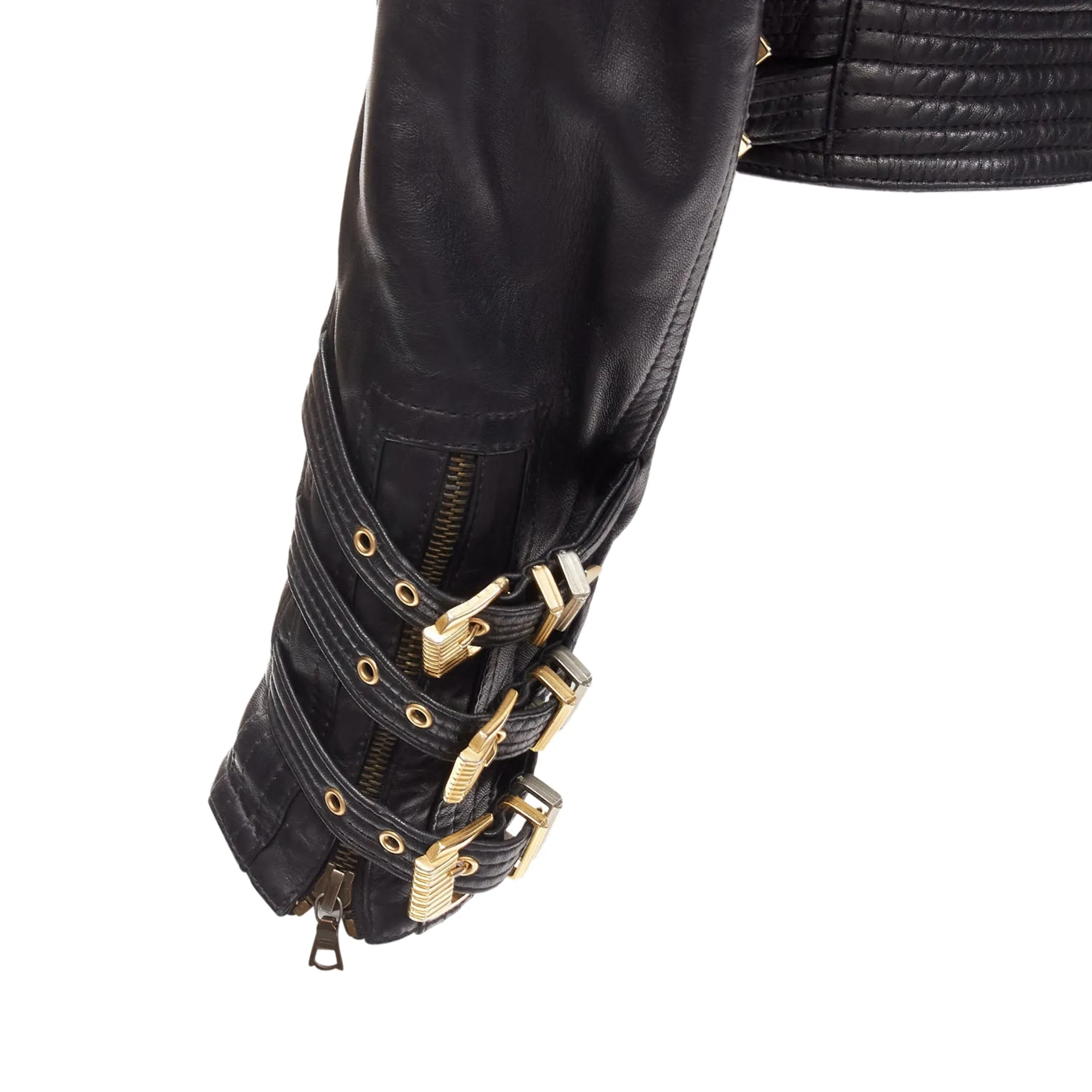 Gianni Versace S&M leather bondage buckle bomber