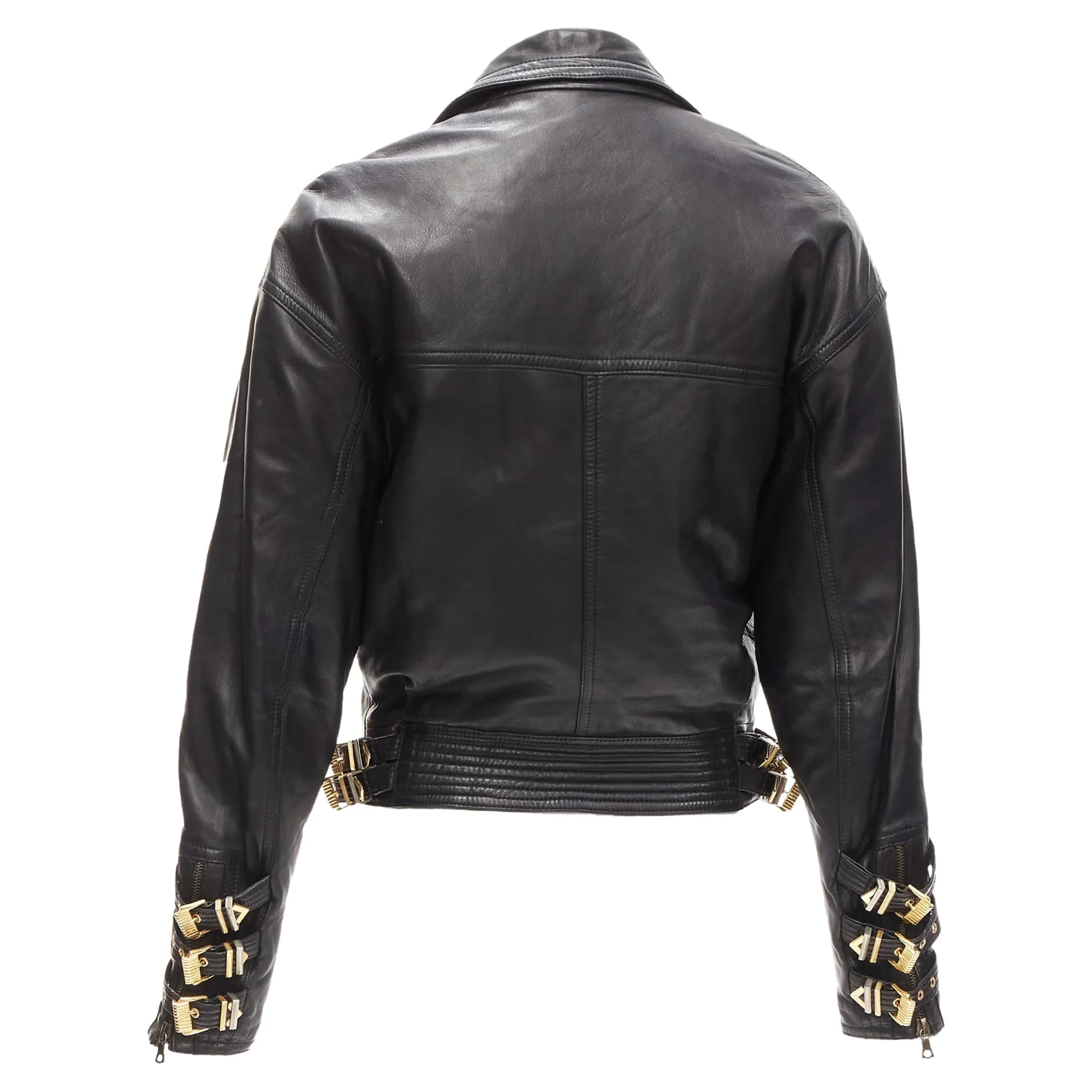 Gianni Versace S&M leather bondage buckle bomber