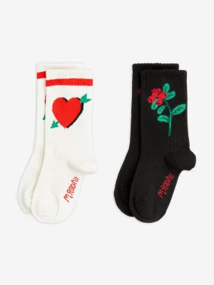 Girls Arrowed Heart 2 Pack Socks in Multicolour