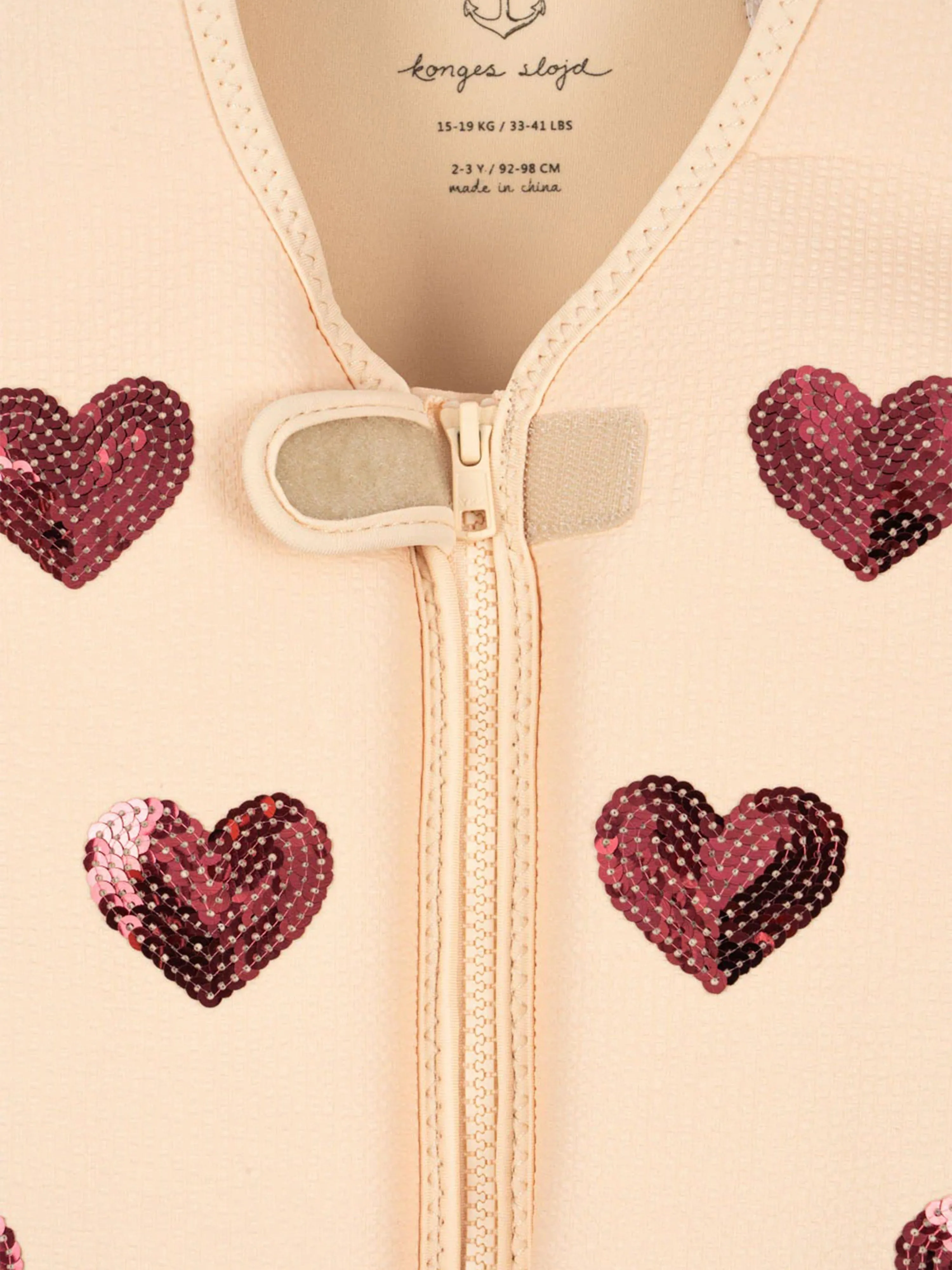 Girls Avery Sequin Hearts Swim Vest in Ivory