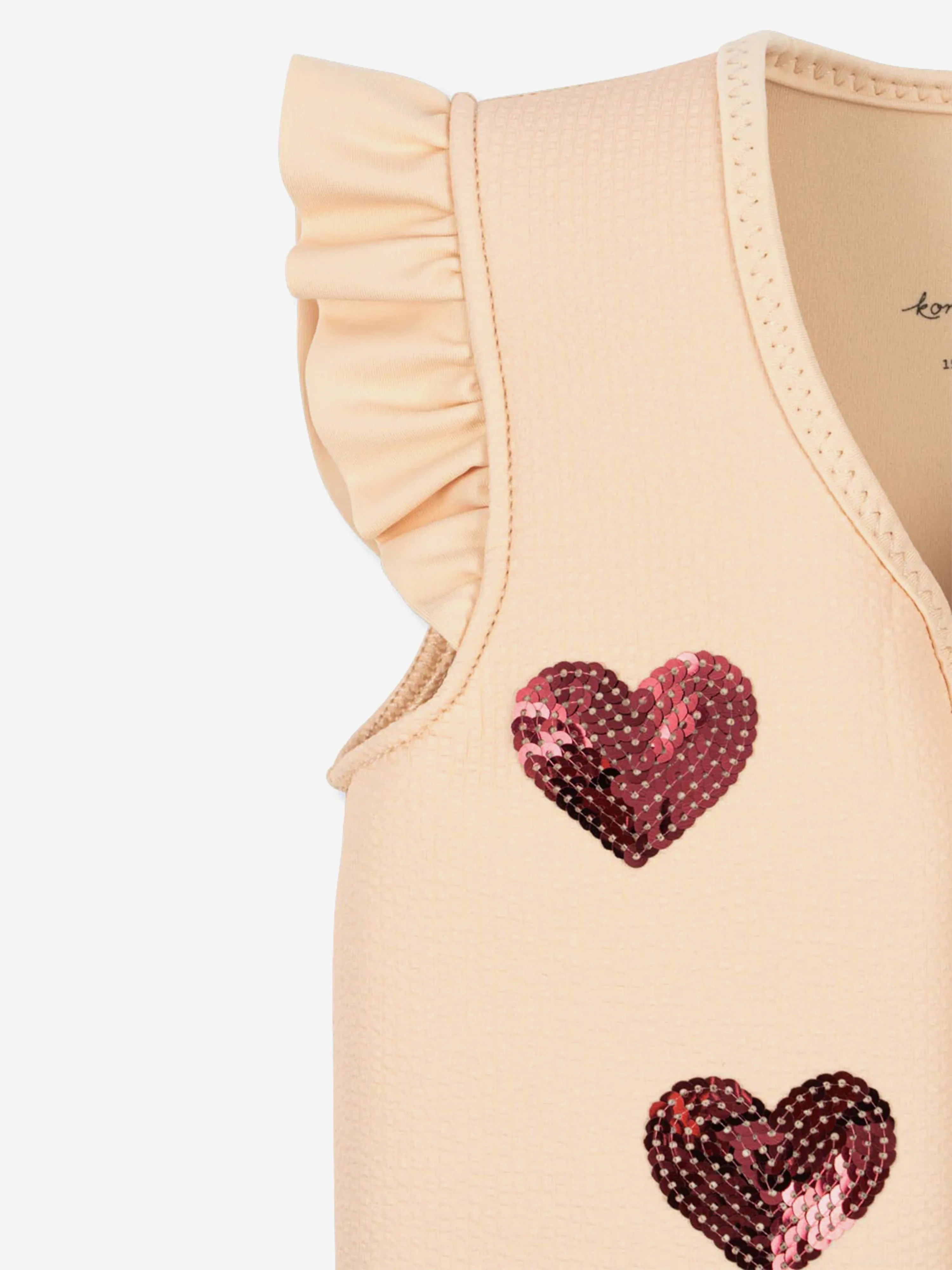 Girls Avery Sequin Hearts Swim Vest in Ivory