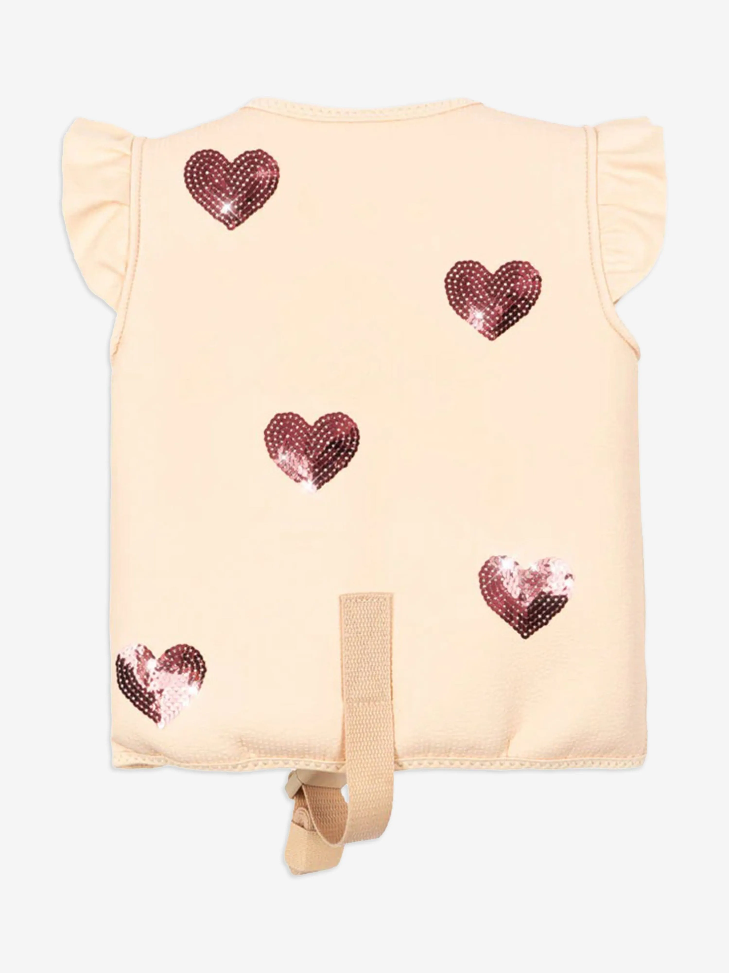 Girls Avery Sequin Hearts Swim Vest in Ivory