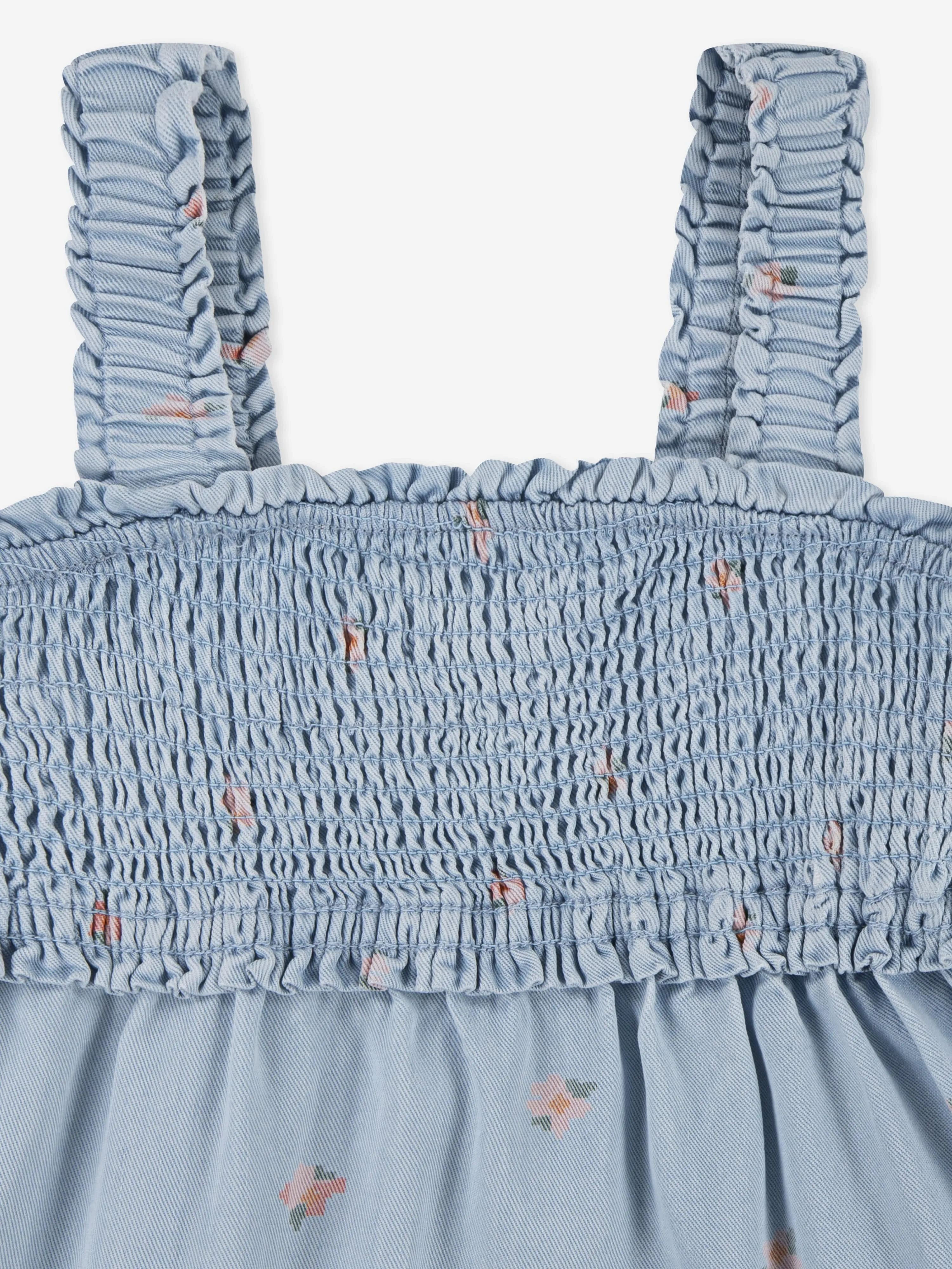 Girls Baby Doll Smocked Dress in Blue