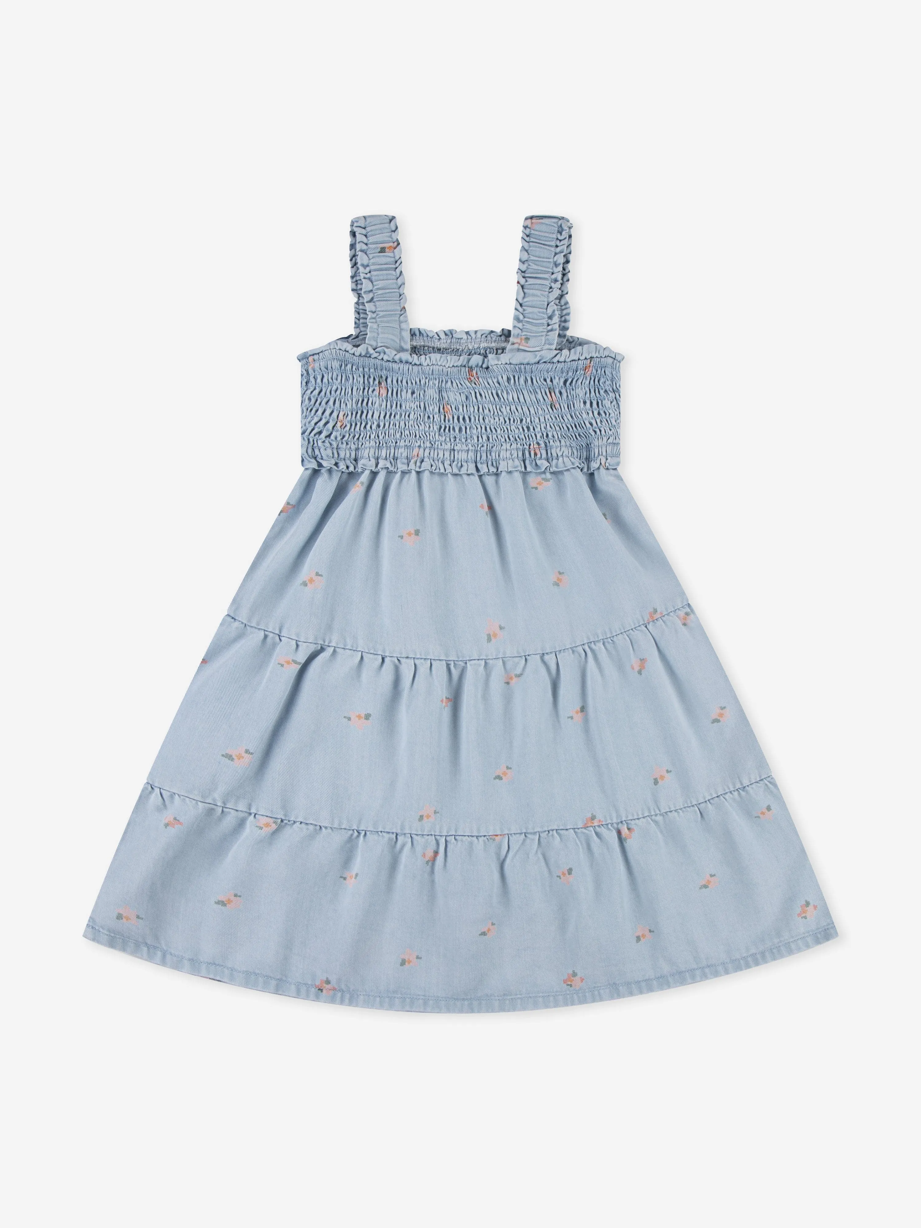 Girls Baby Doll Smocked Dress in Blue