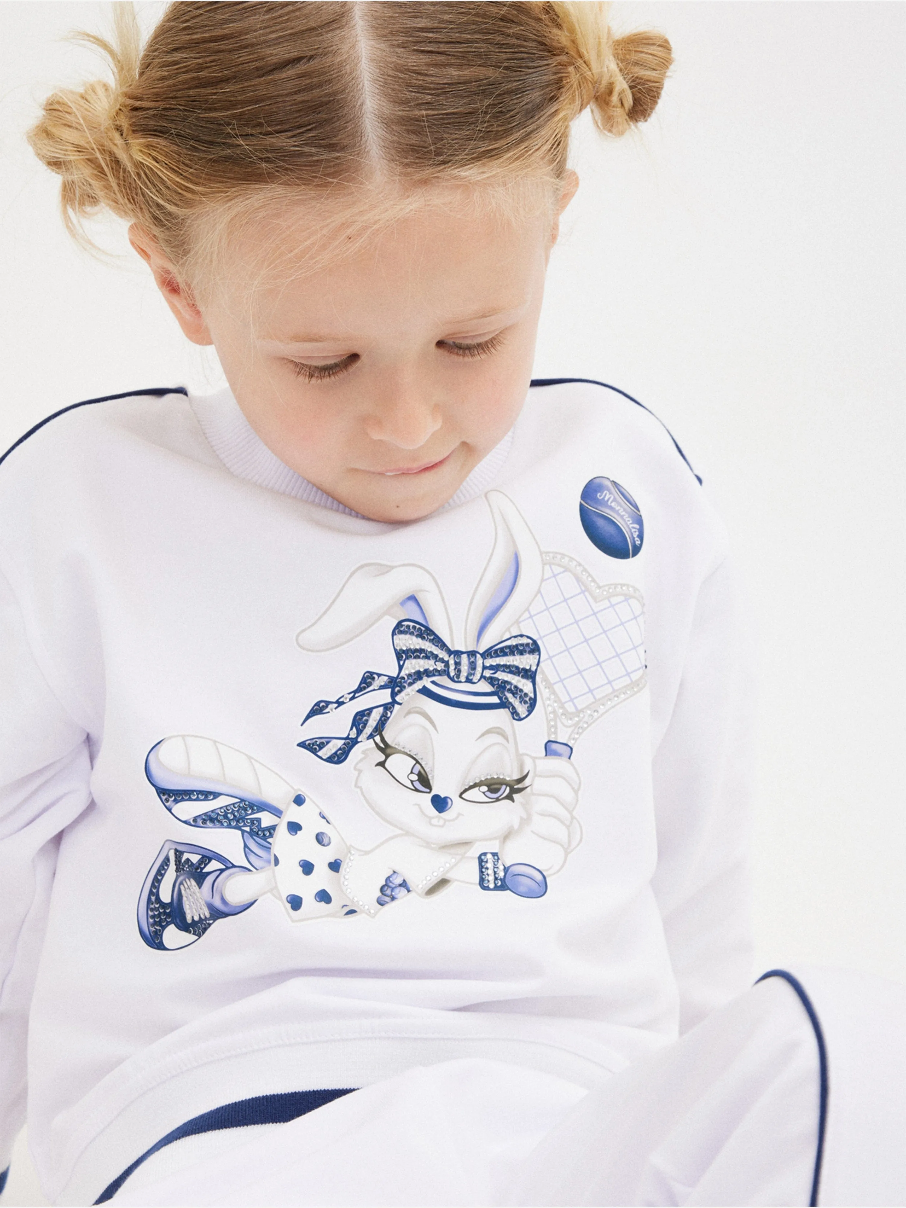 Girls Baseball Bunny Sweatshirt in White