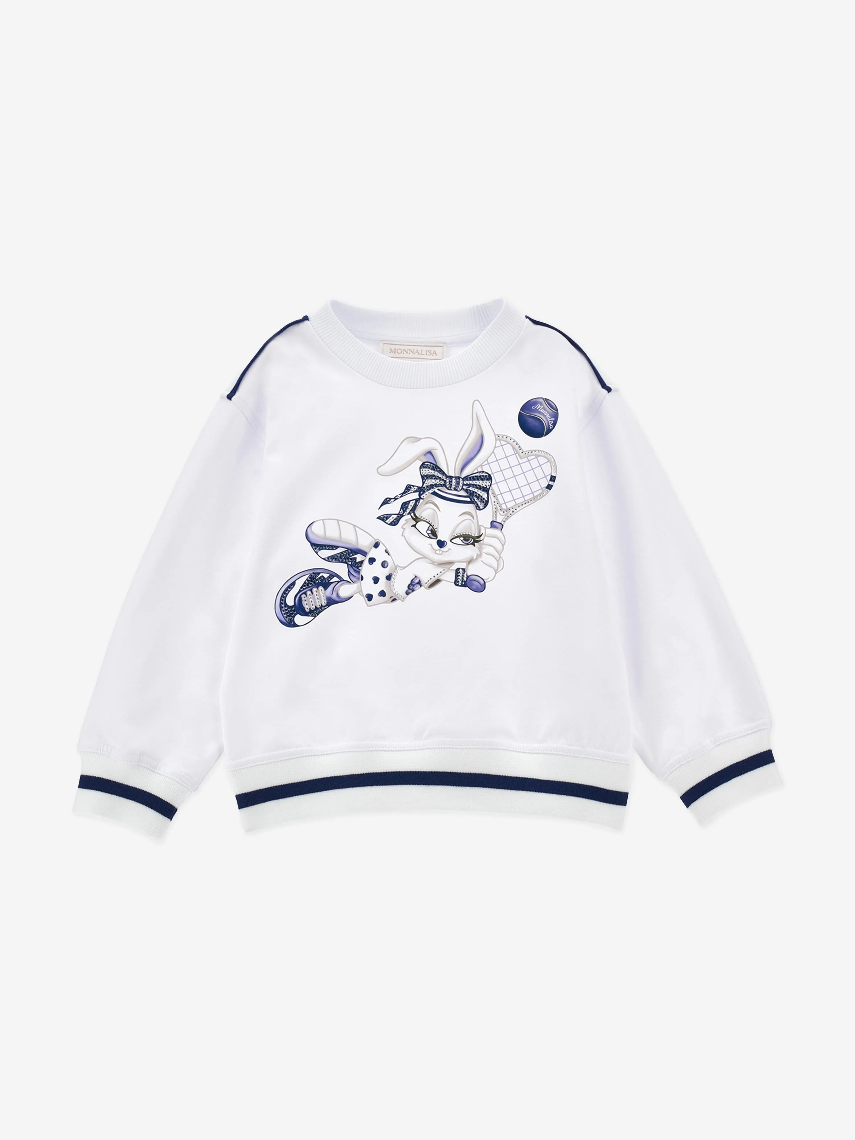 Girls Baseball Bunny Sweatshirt in White