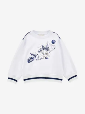 Girls Baseball Bunny Sweatshirt in White