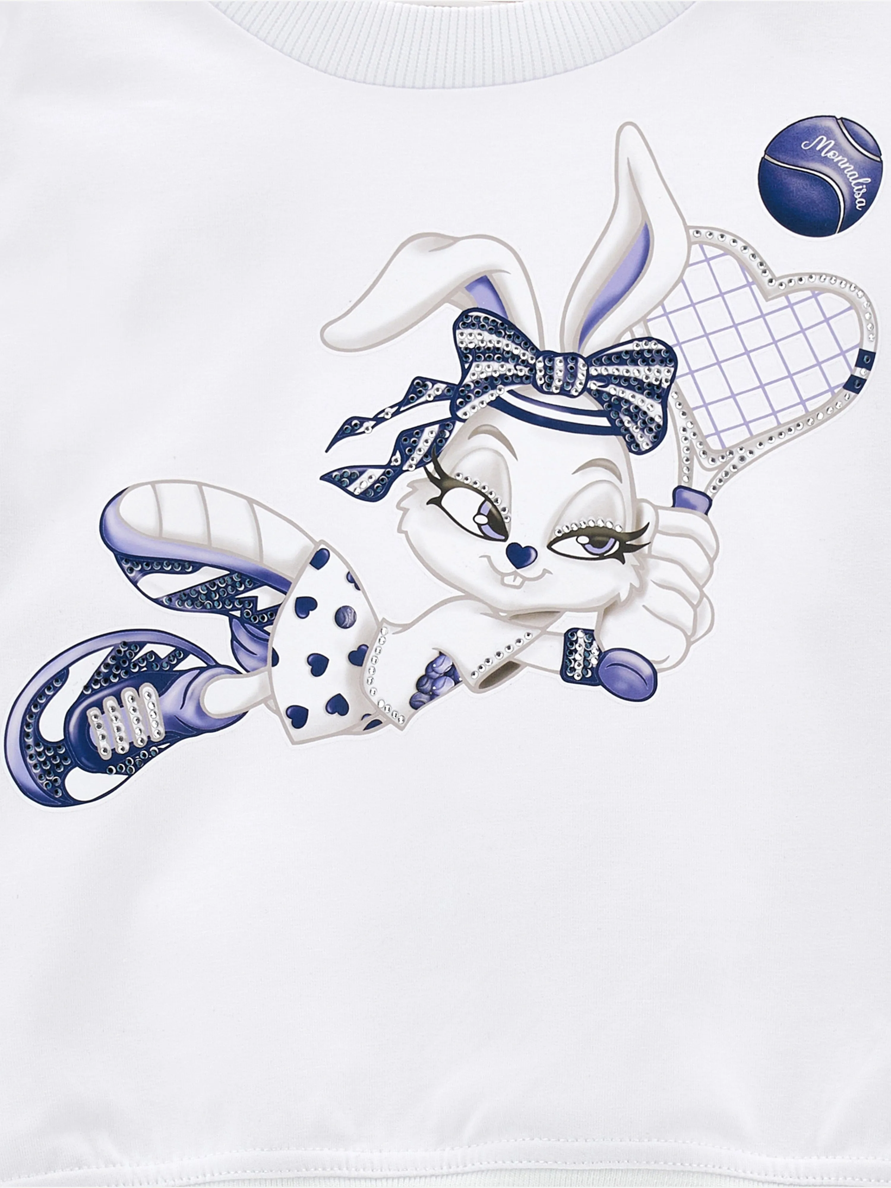 Girls Baseball Bunny Sweatshirt in White