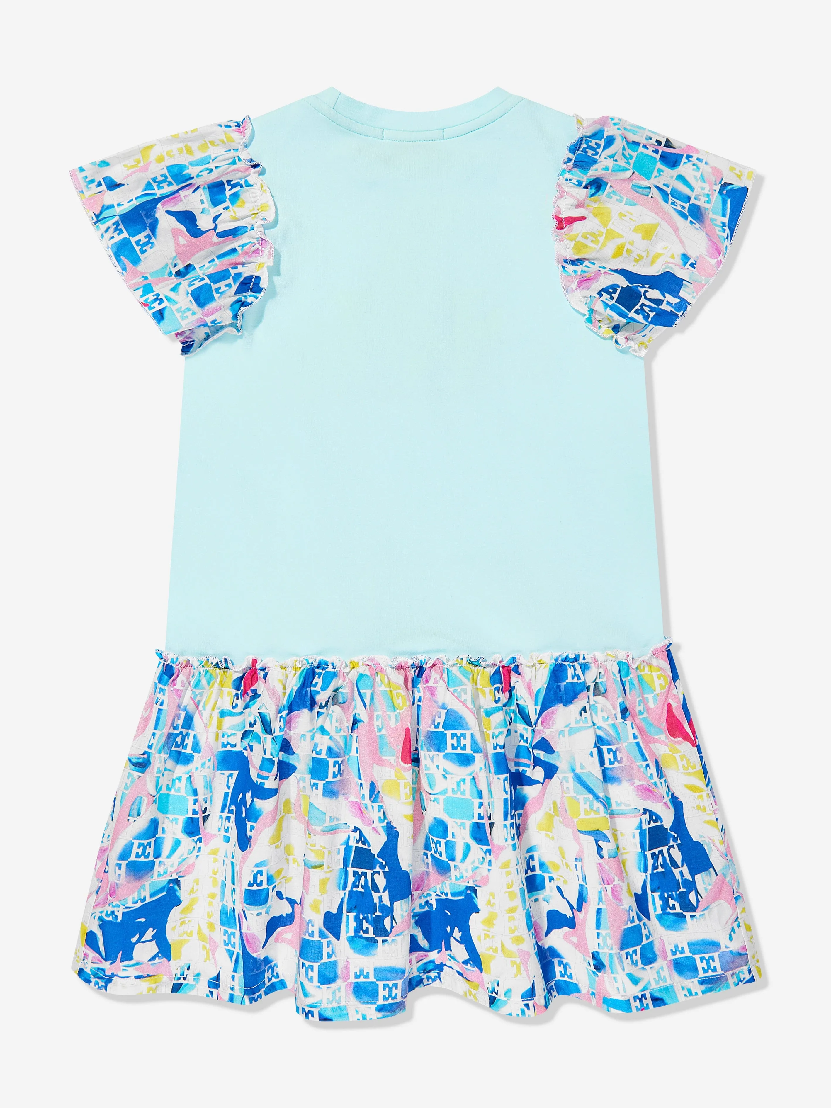 Girls Batiste Printed Dress in Blue