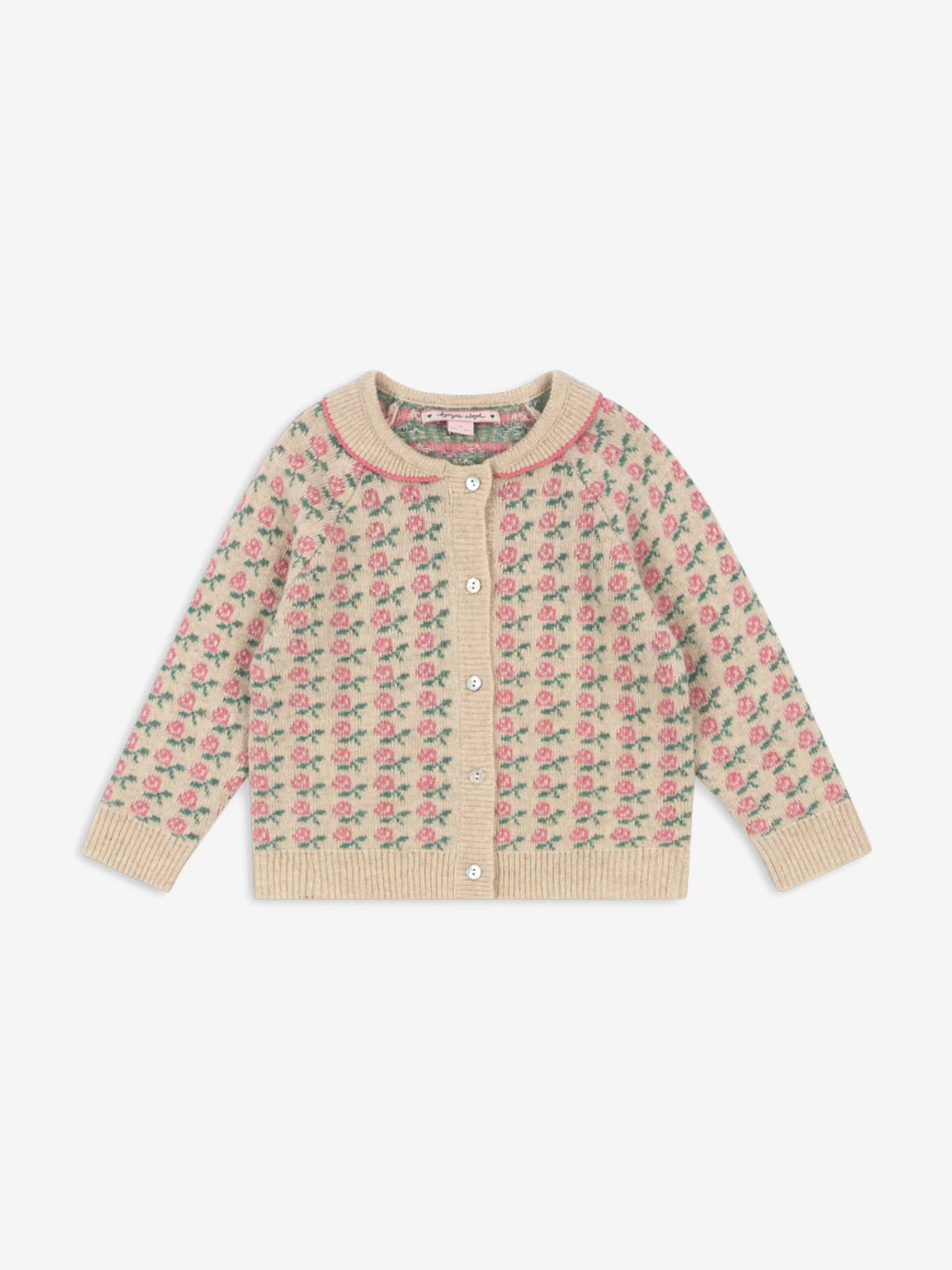 Girls Belou Knit Cardigan in Beige