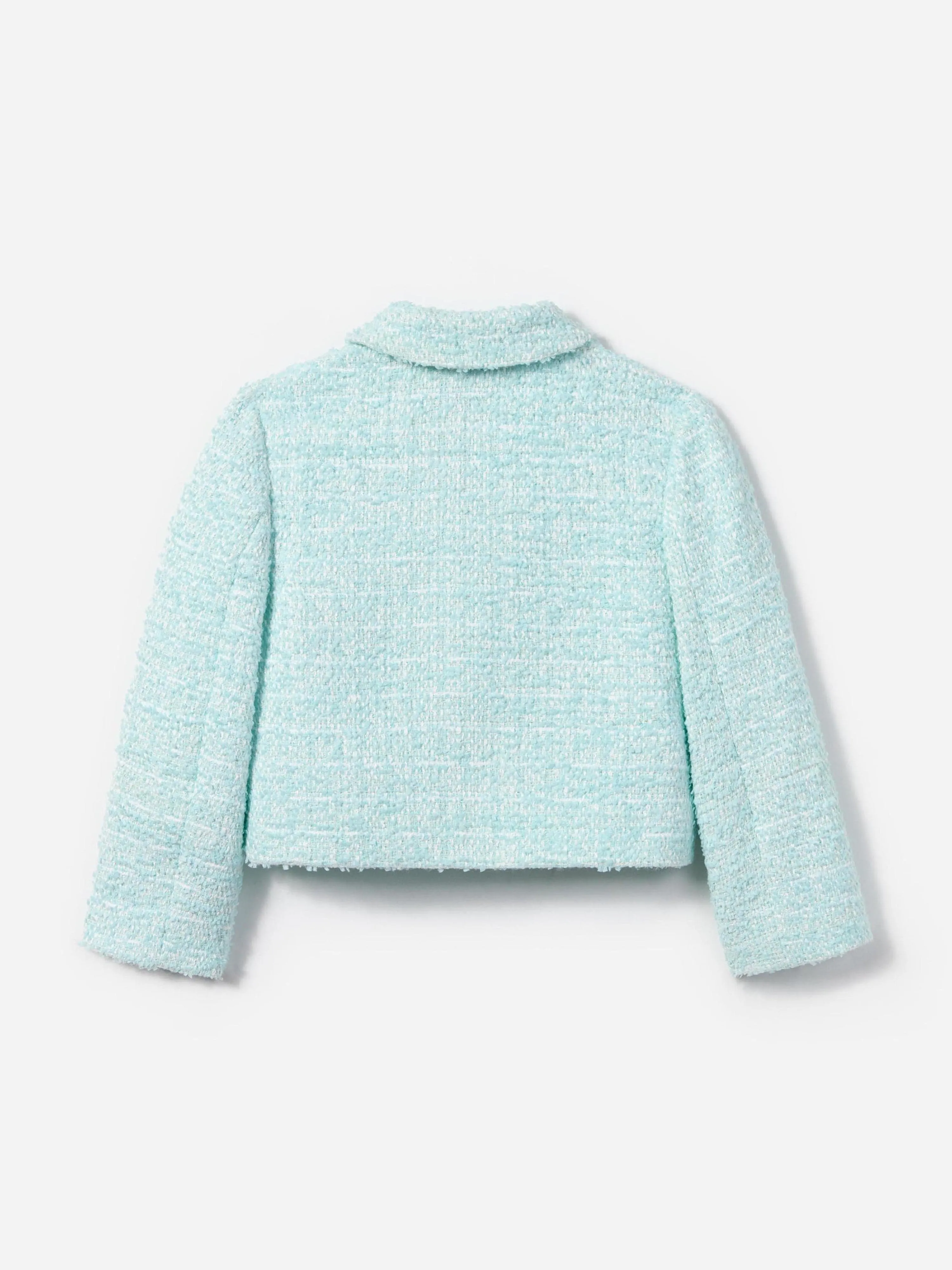 Girls Boucle Flower Sequin Jacket in Blue