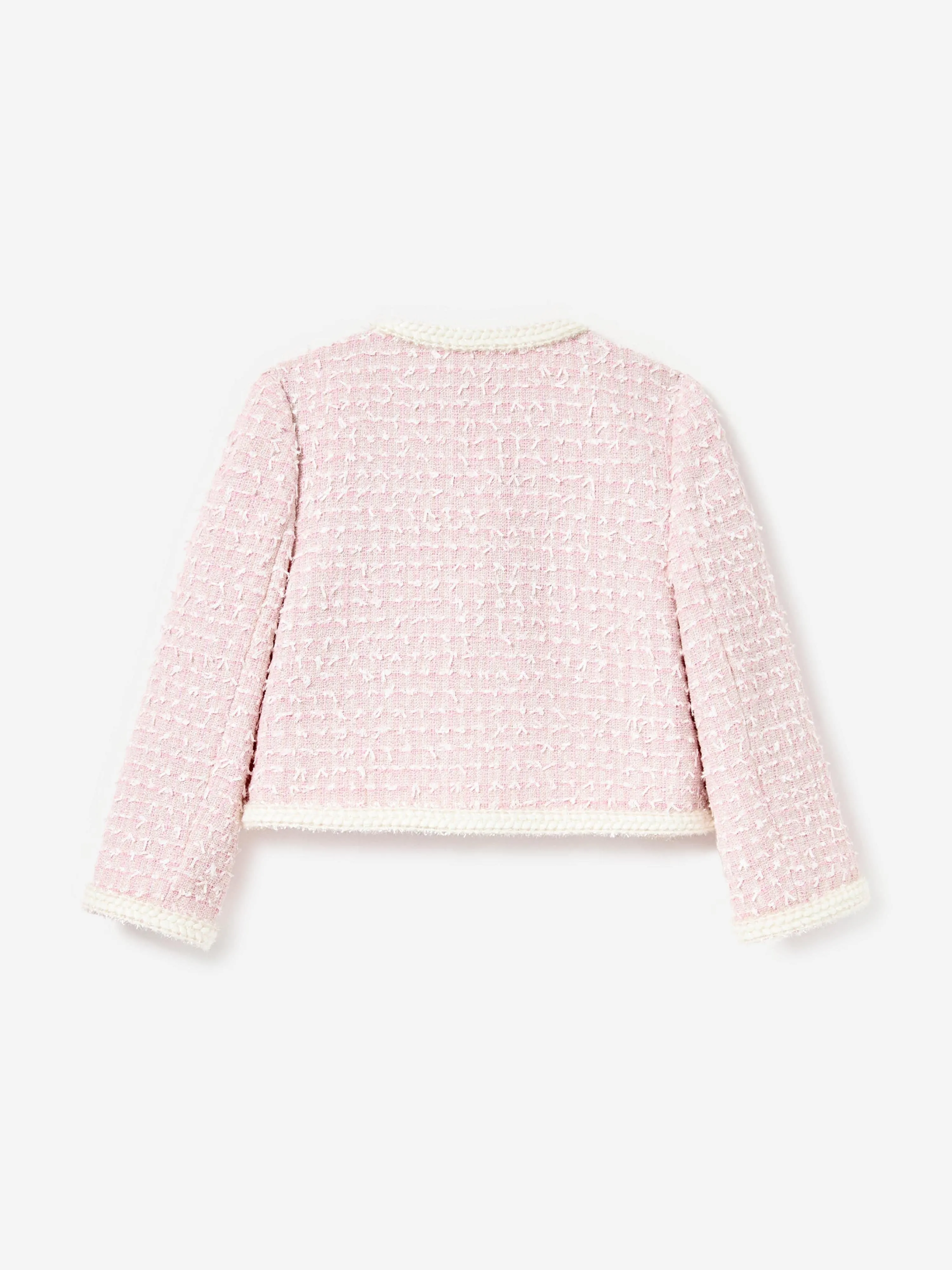 Girls Bow Boucle Jacket in Pink