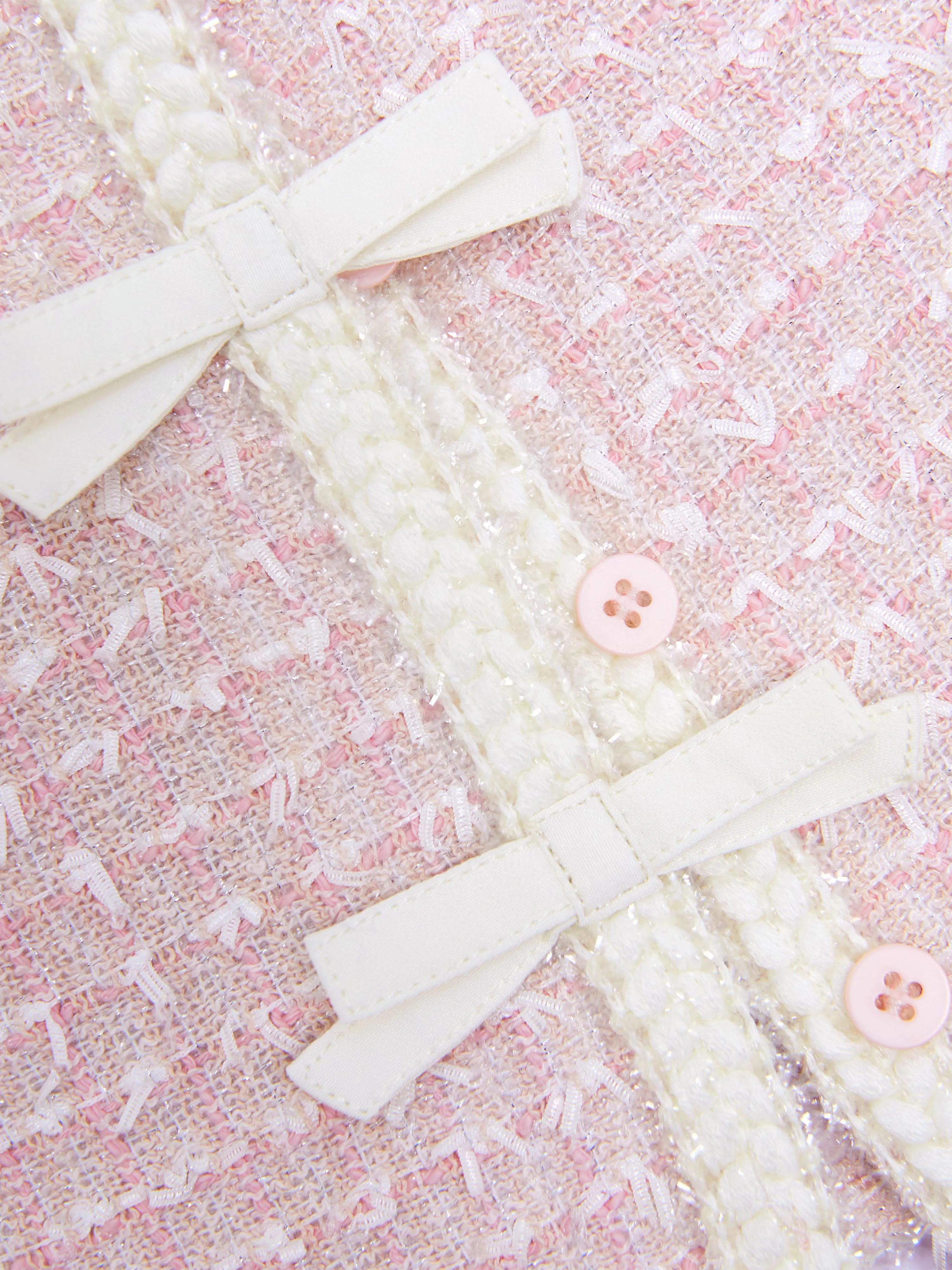 Girls Bow Boucle Jacket in Pink