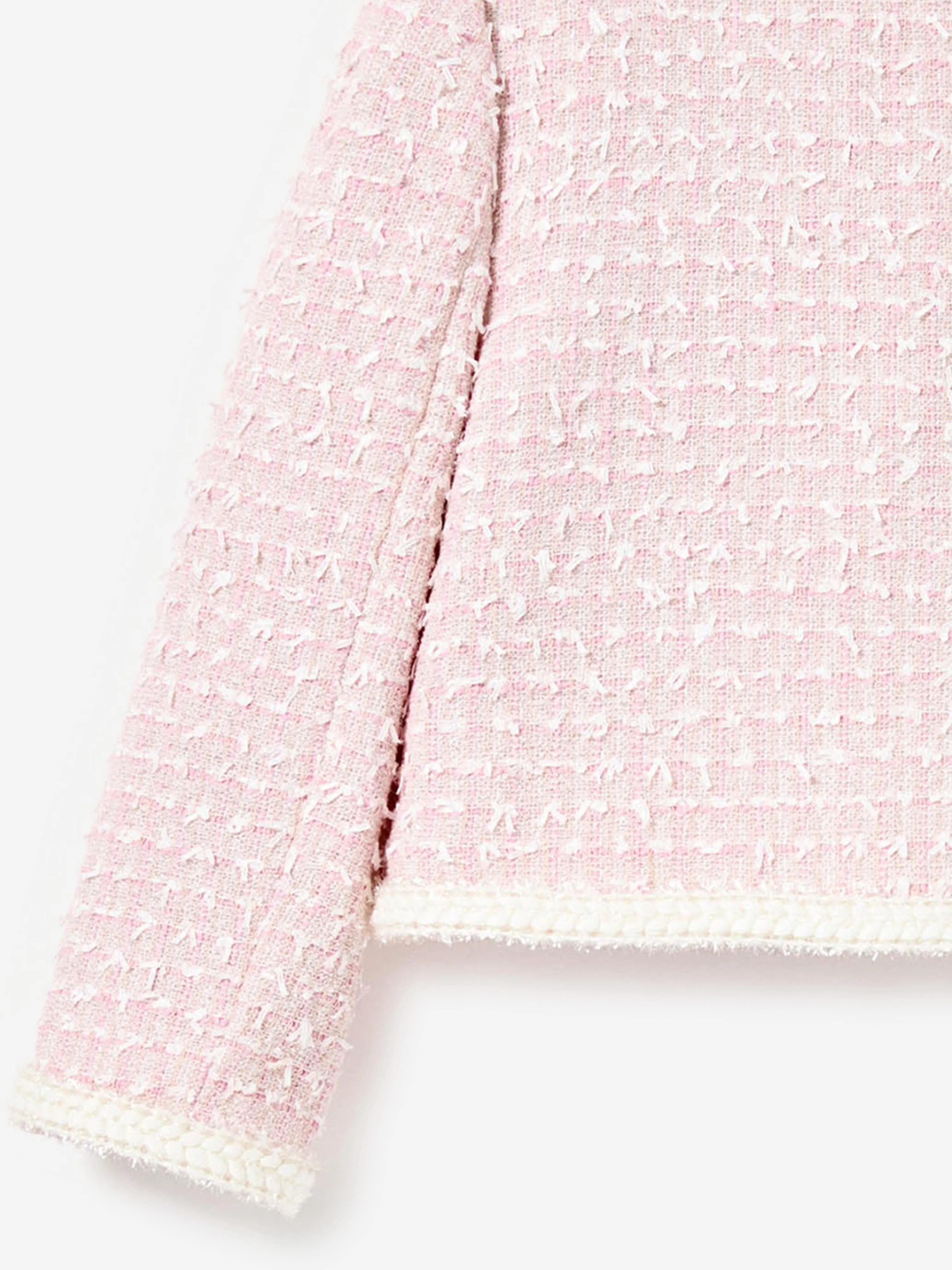 Girls Bow Boucle Jacket in Pink