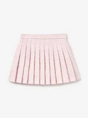 Girls Bow Boucle Skirt in Pink