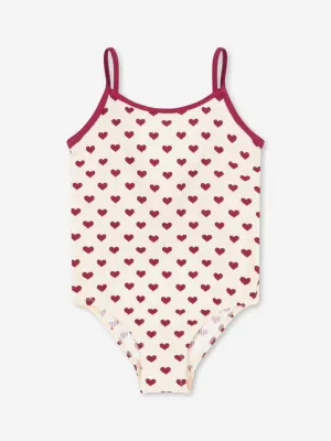 Girls Bowie Heart Swimsuit in Ivory