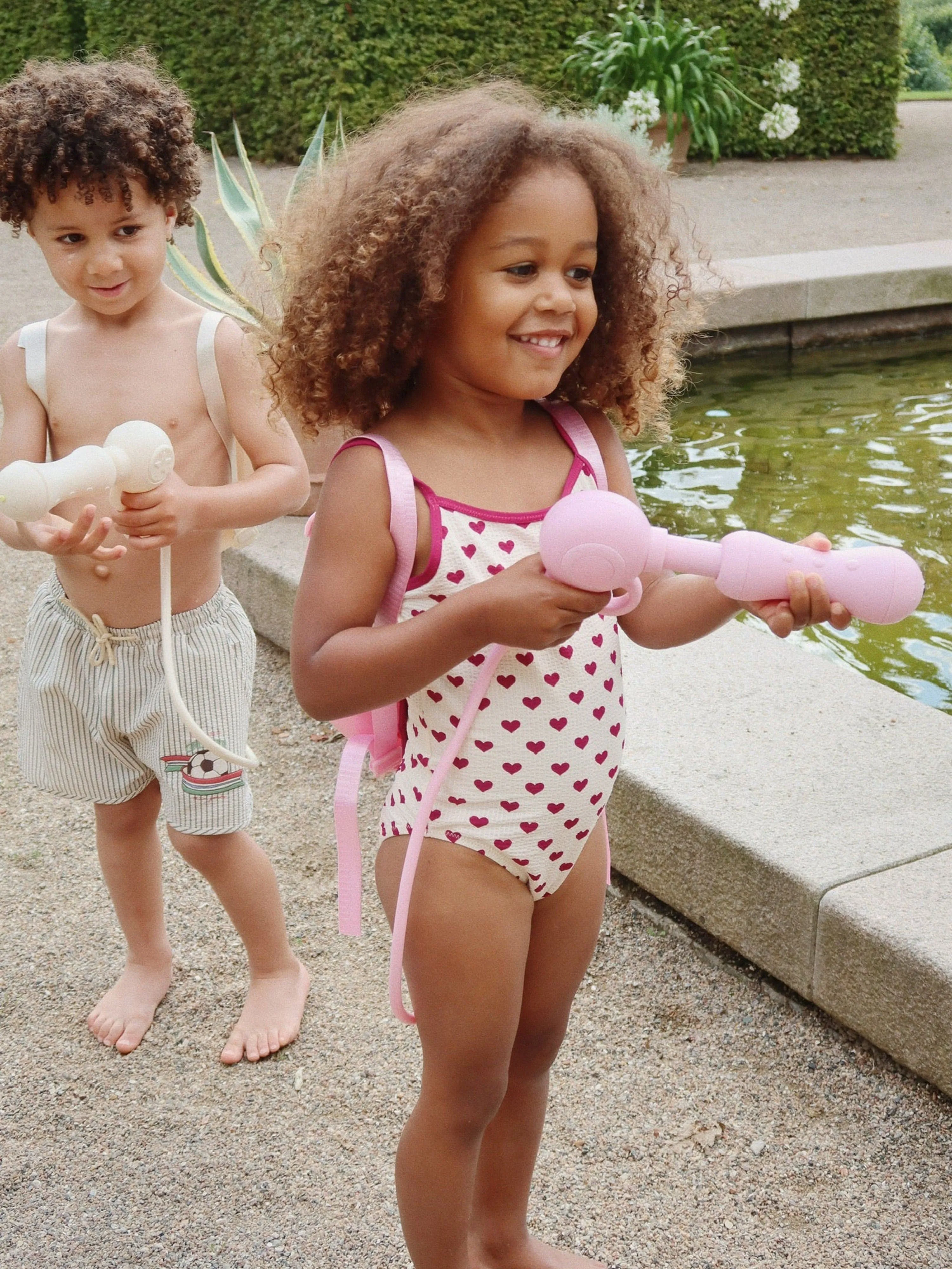 Girls Bowie Heart Swimsuit in Ivory