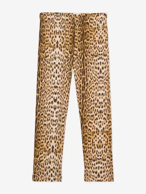 Girls Branded Leggings in Brown