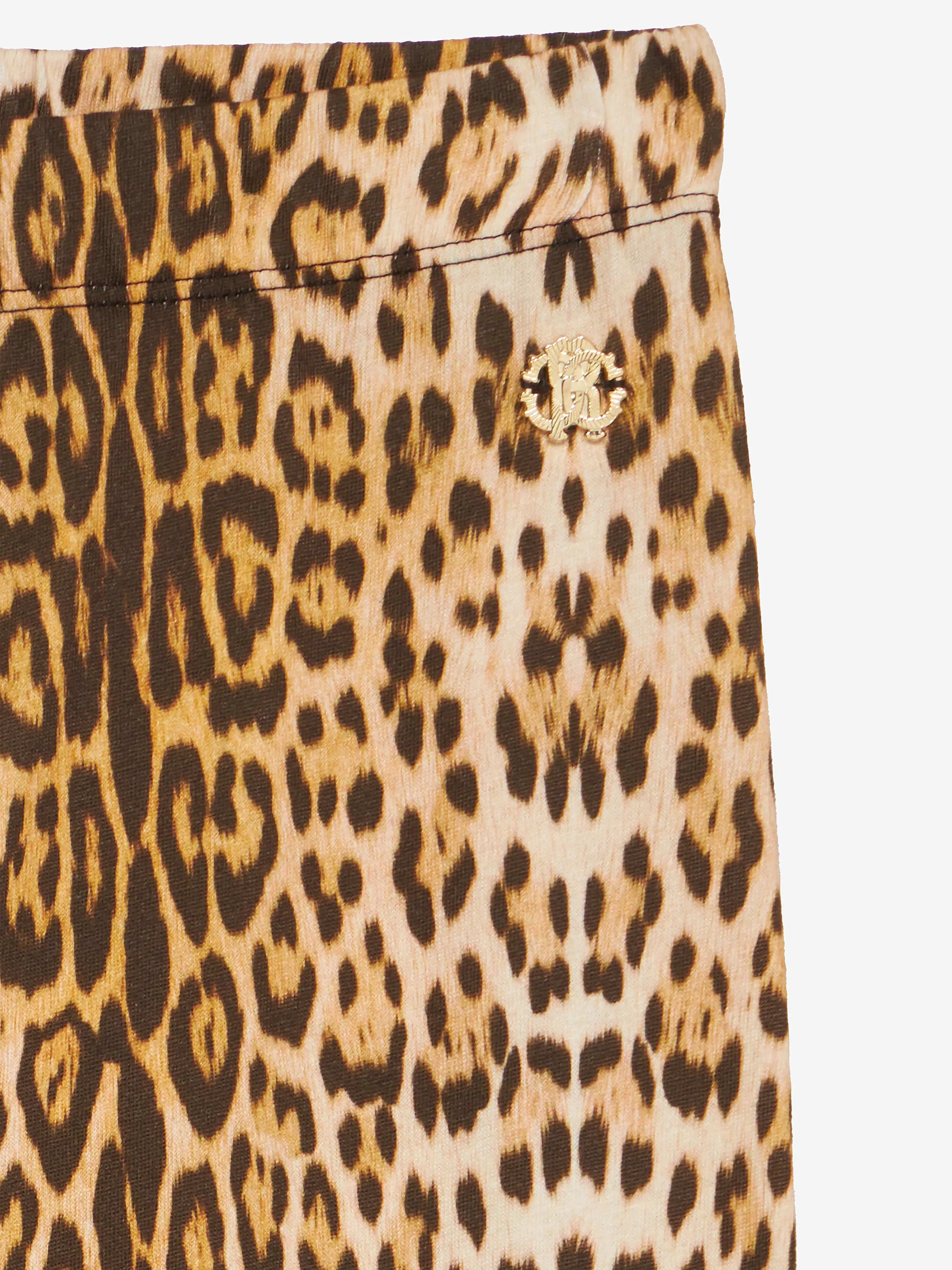Girls Branded Leggings in Brown