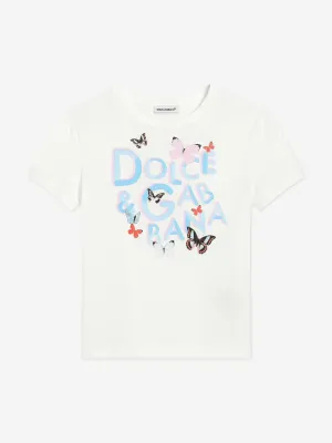 Girls Butterfly Logo T-Shirt in White