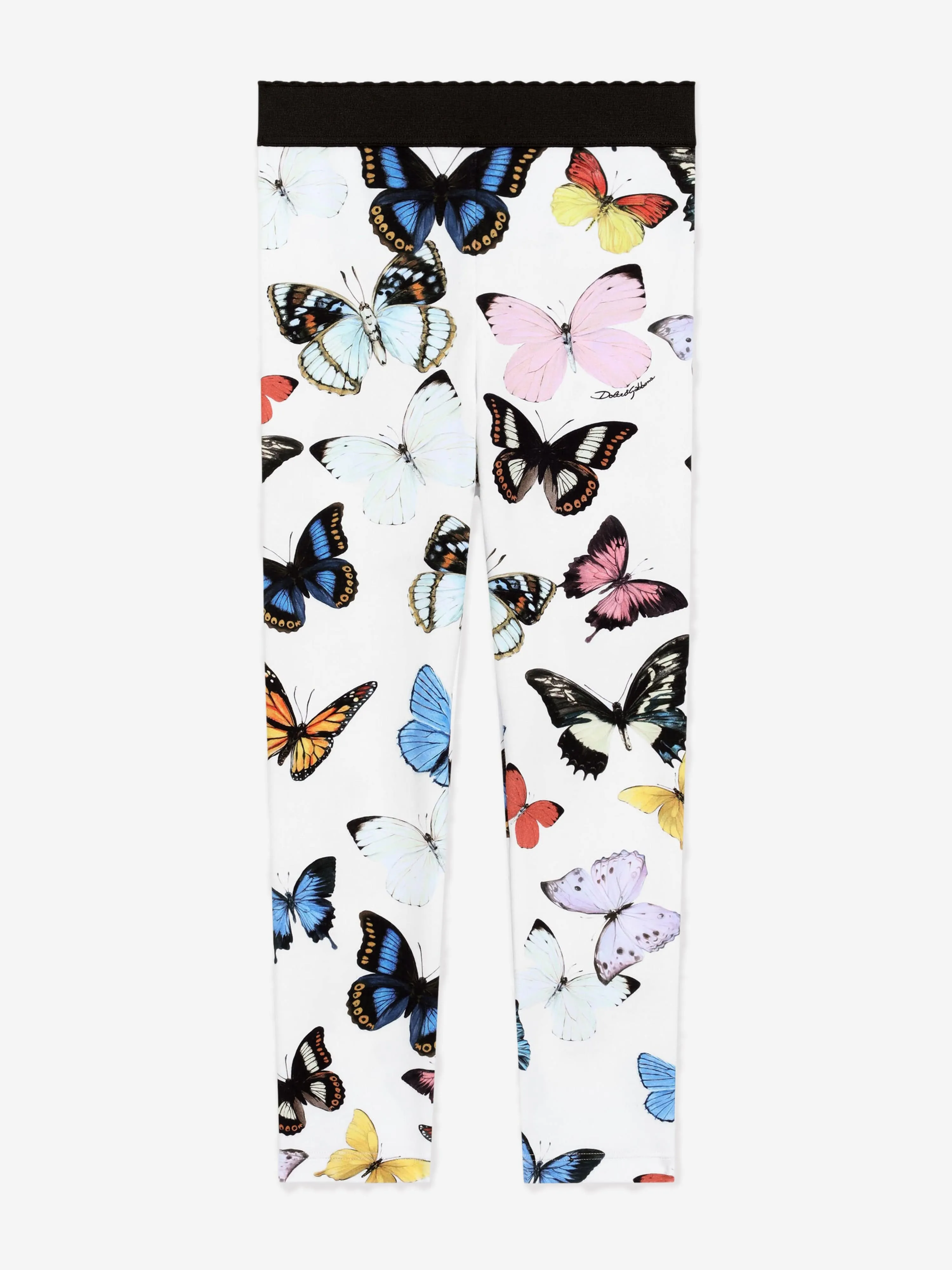 Girls Butterfly Print Leggings in White