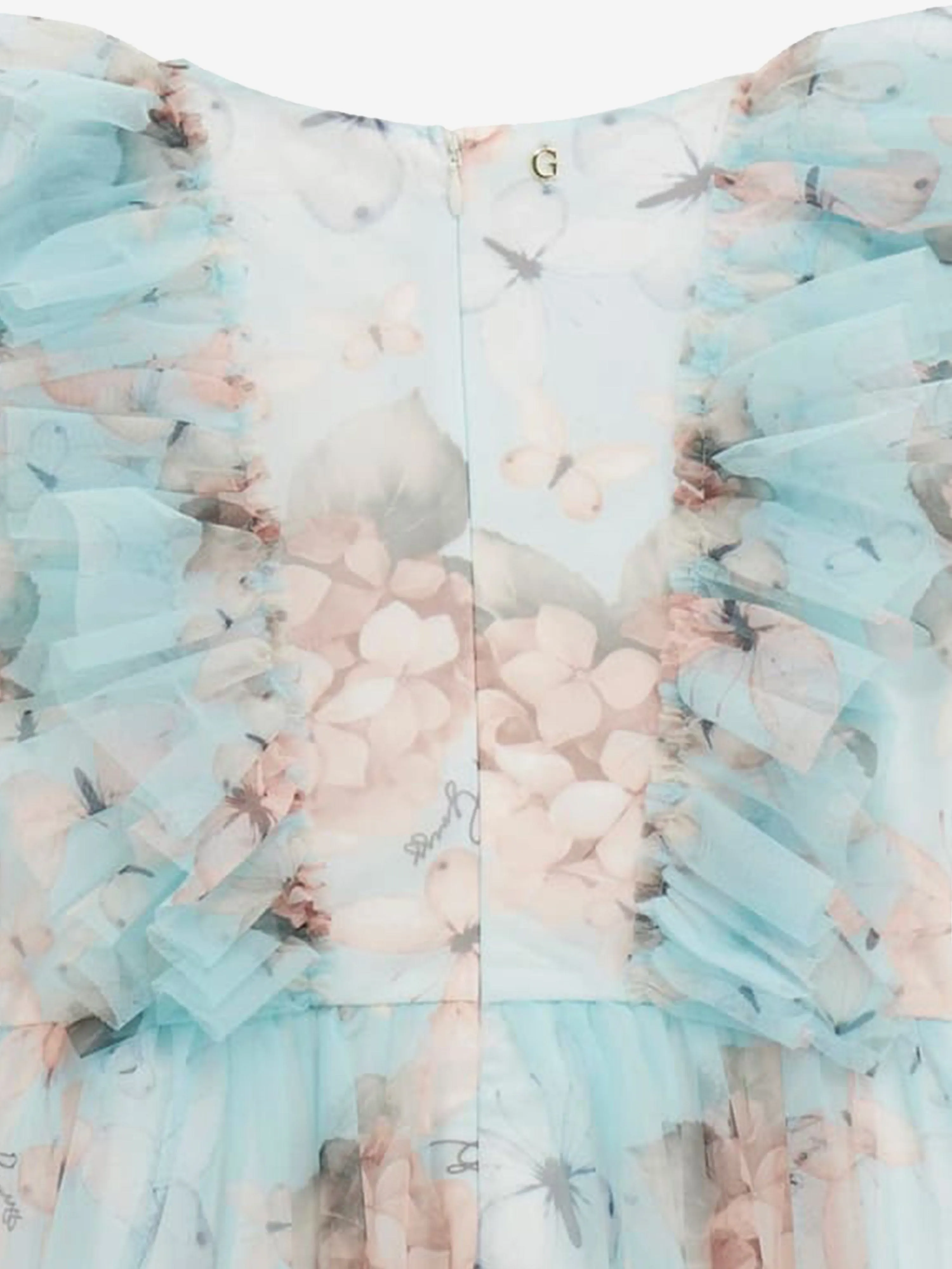 Girls Butterly Collage Tulle Dress in Blue