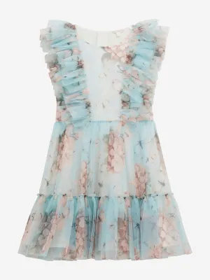 Girls Butterly Collage Tulle Dress in Blue