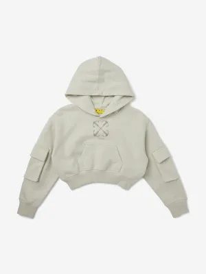 Girls Cargo Cropped Hoodie in Grey