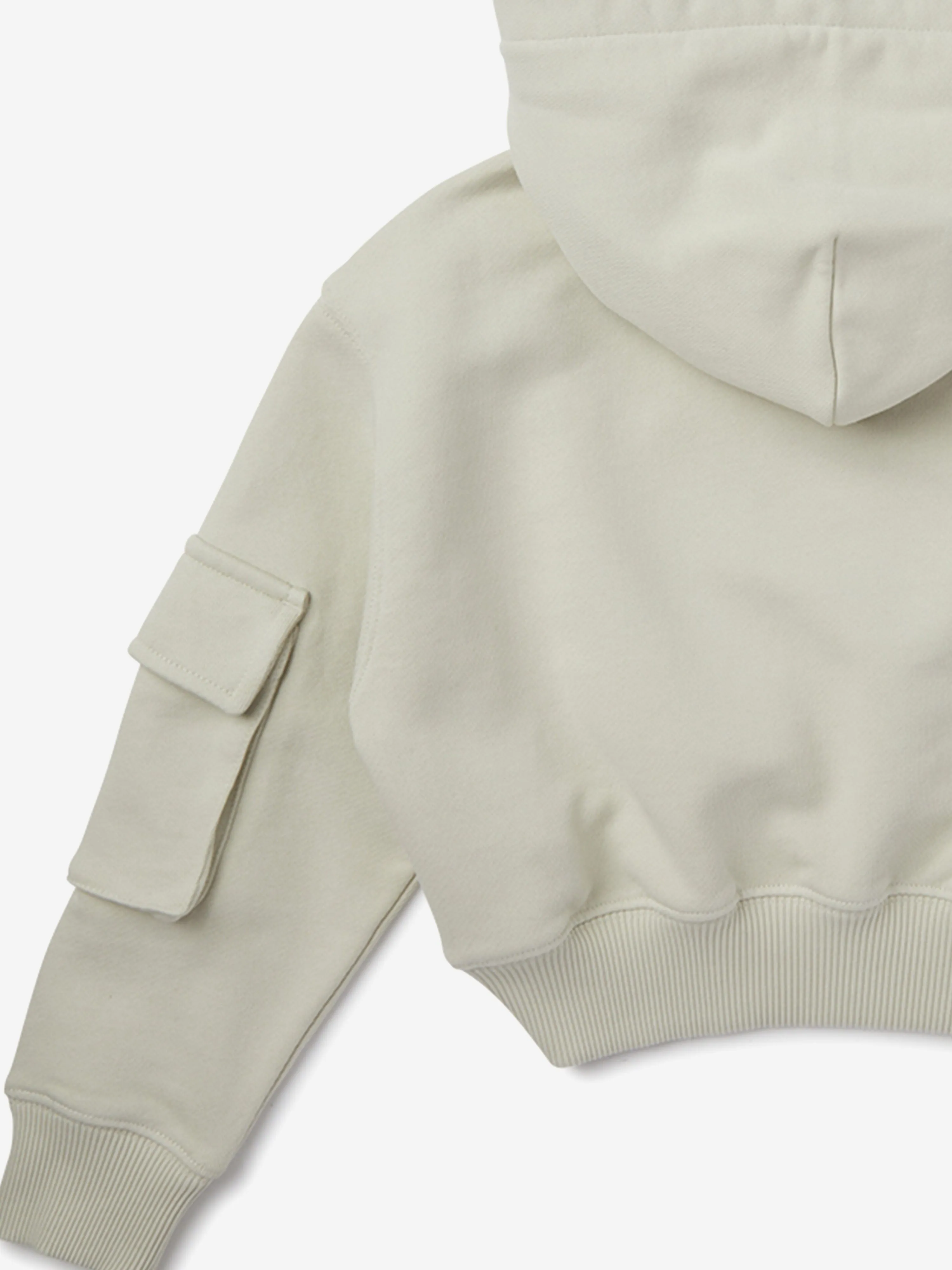 Girls Cargo Cropped Hoodie in Grey