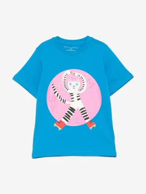 Girls Cat Logo T-Shirt in Blue
