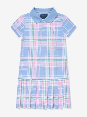 Girls Checked Polo Dress in Blue