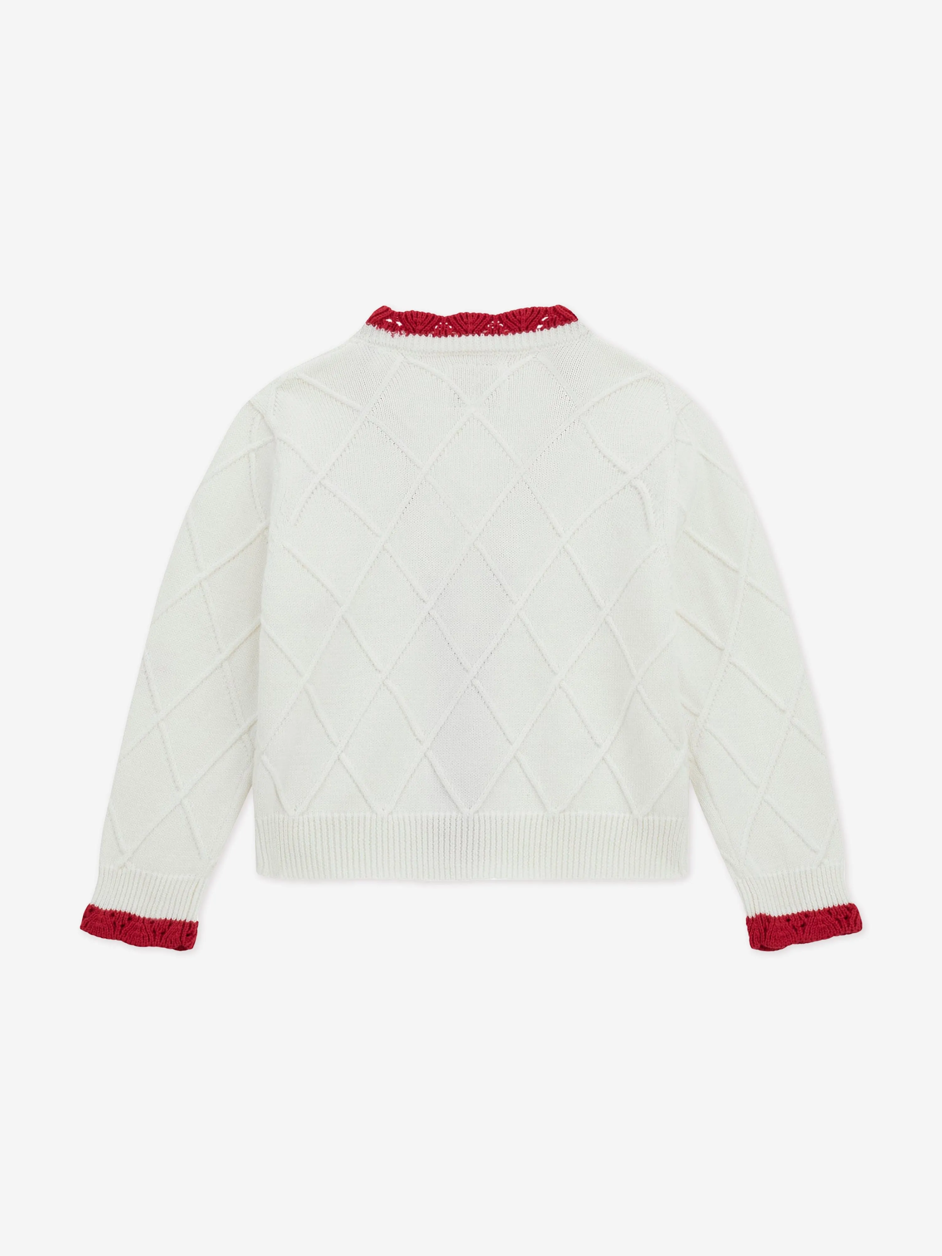 Girls Cherry Cardigan in Ivory
