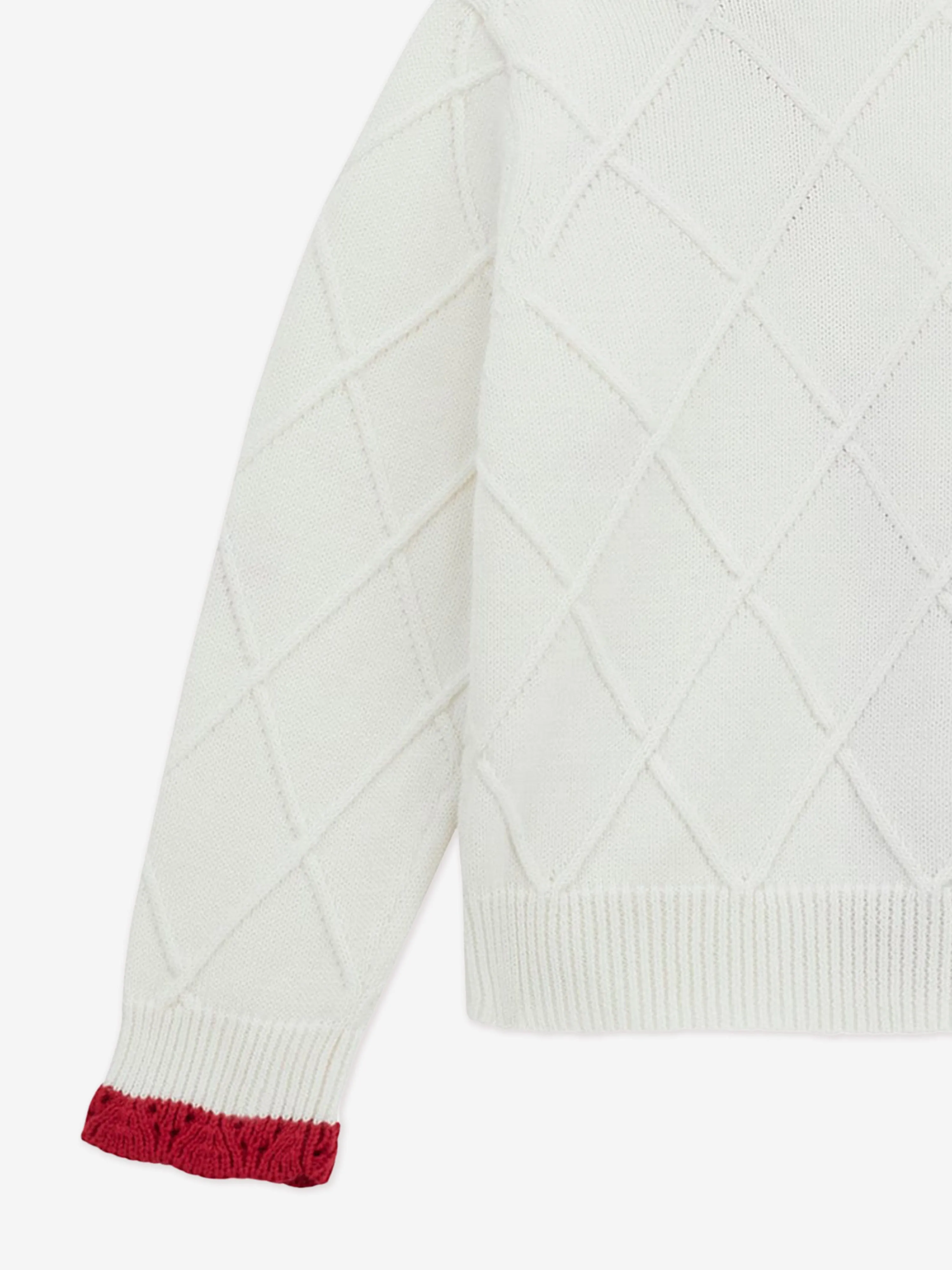 Girls Cherry Cardigan in Ivory