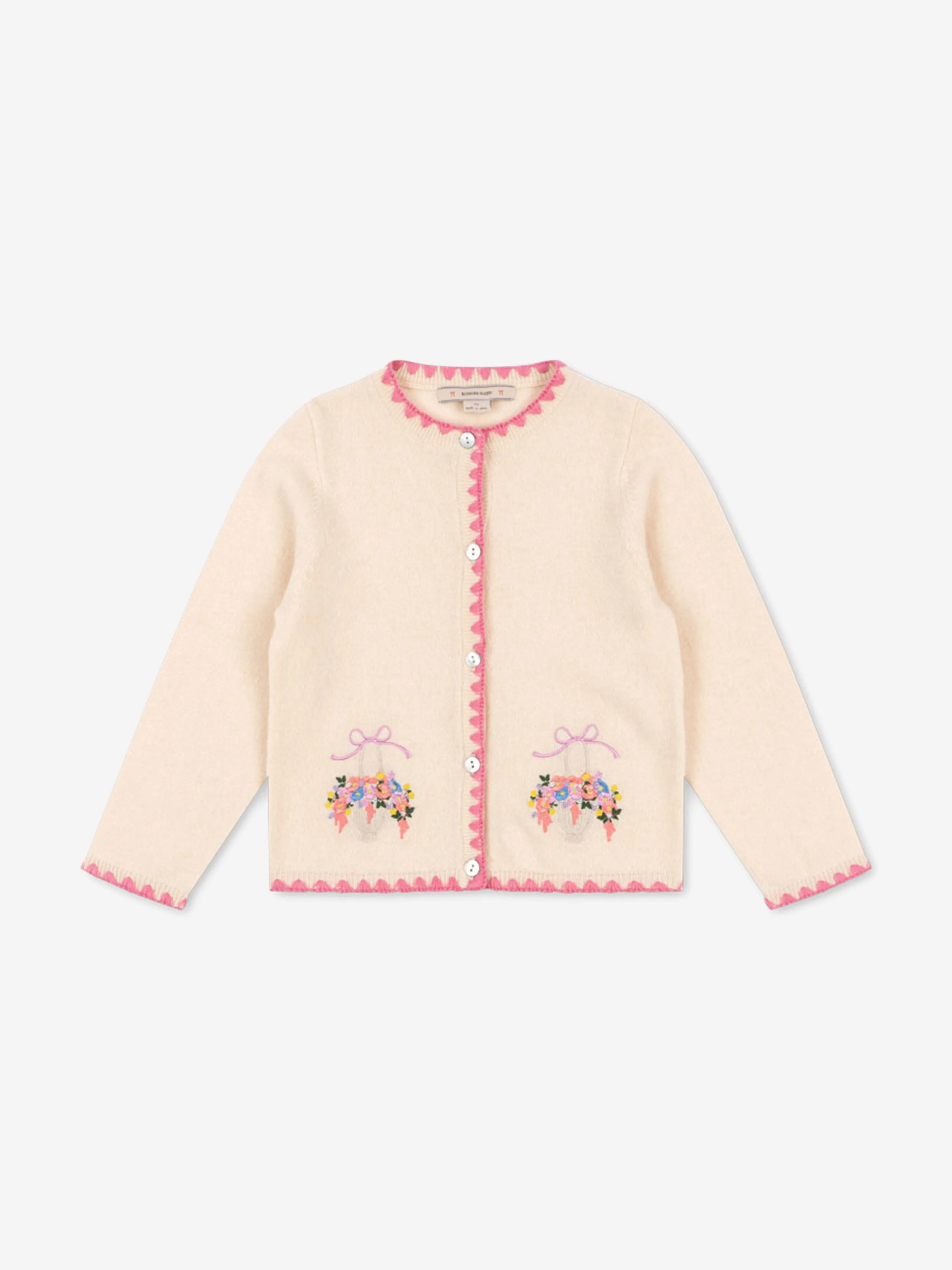 Girls Collette Wool Knit Cardigan in Ivory